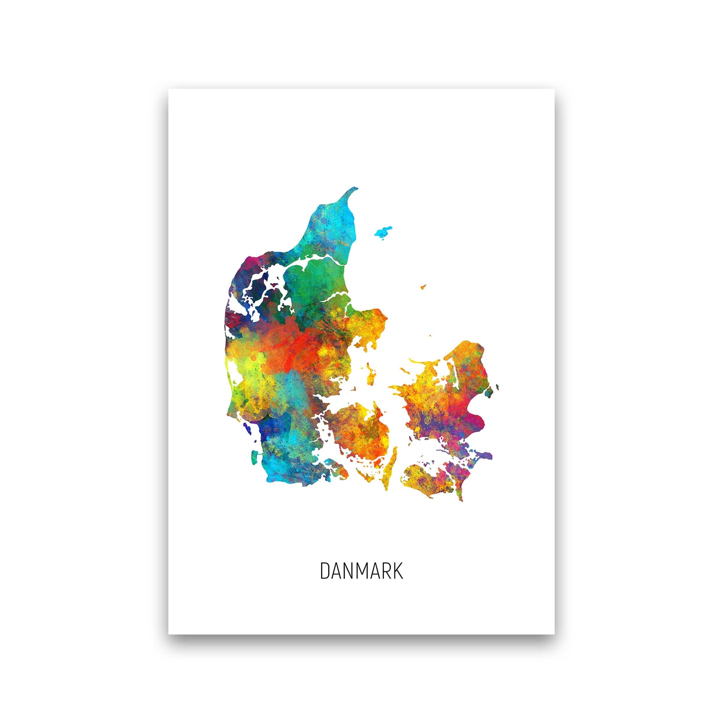Danmark Watercolour Map Art Print by Michael Tompsett Print Only