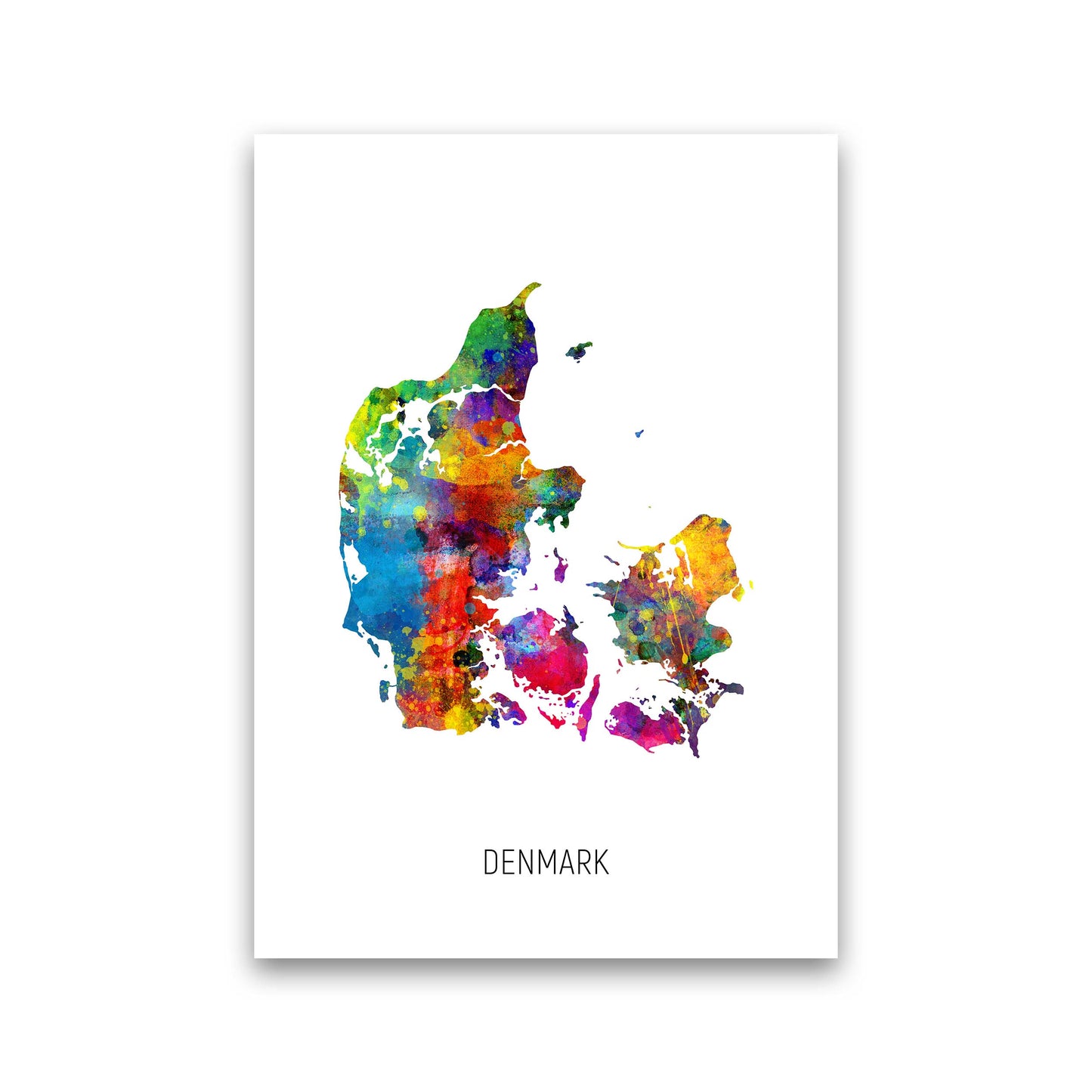 Denmark Watercolour Map Art Print by Michael Tompsett Print Only