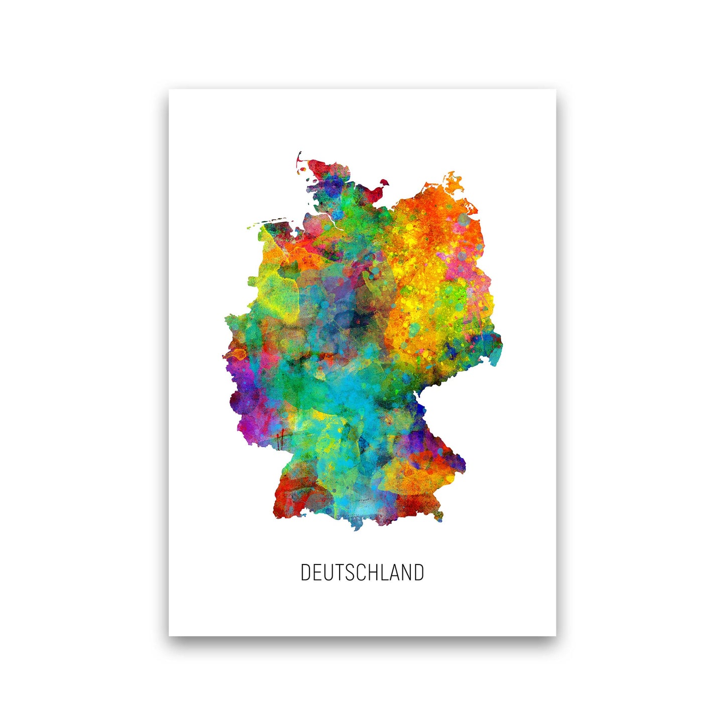 Deutschland Watercolour Map Art Print by Michael Tompsett Print Only
