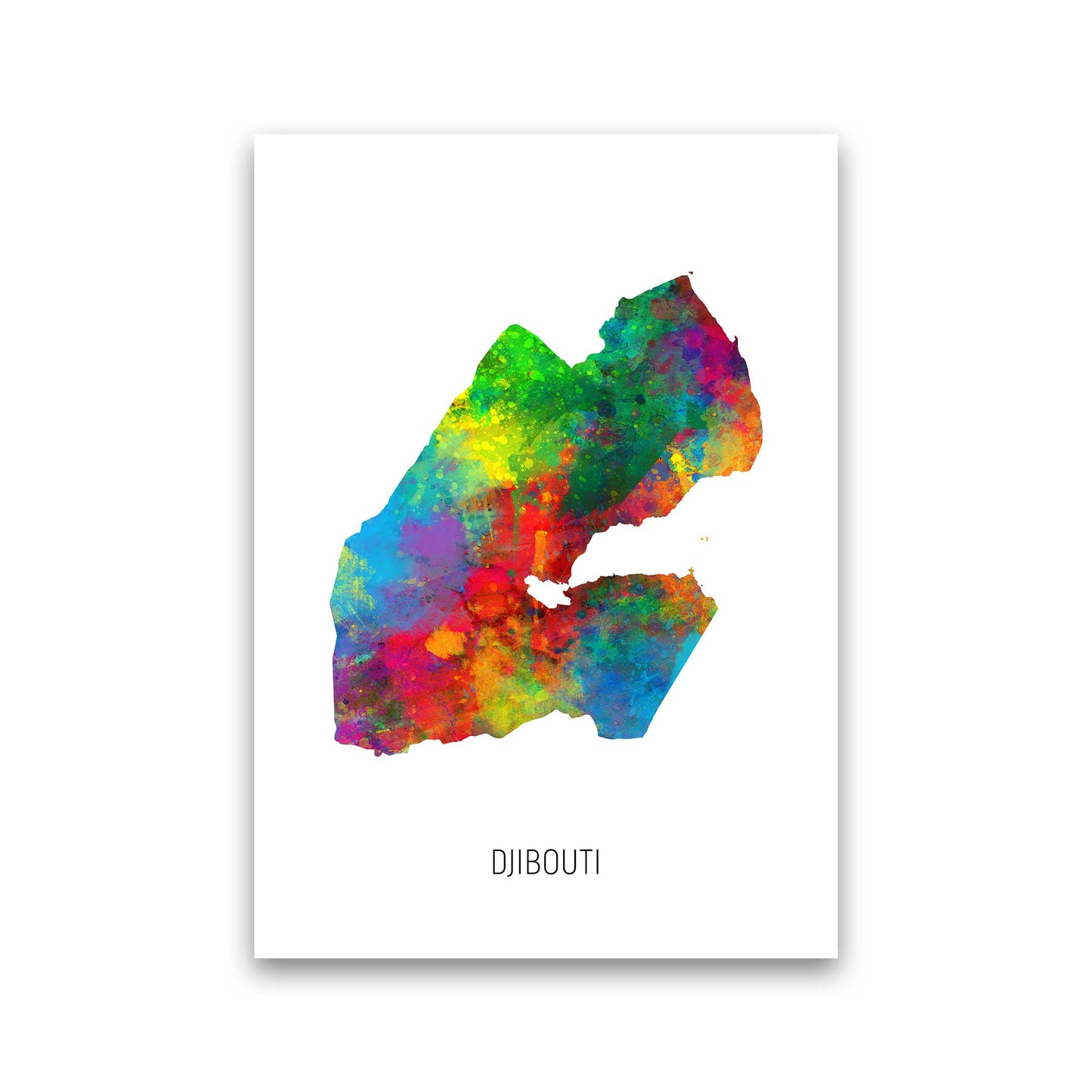 Djibouti Watercolour Map Art Print by Michael Tompsett Print Only