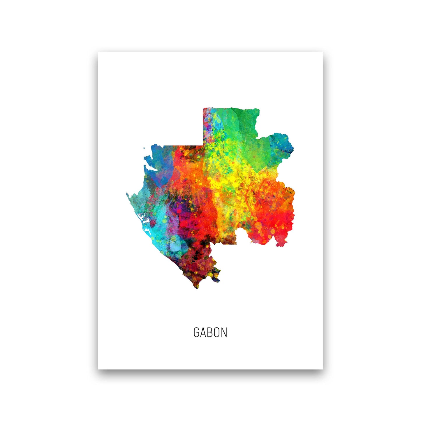 Gabon Watercolour Map Art Print by Michael Tompsett Print Only