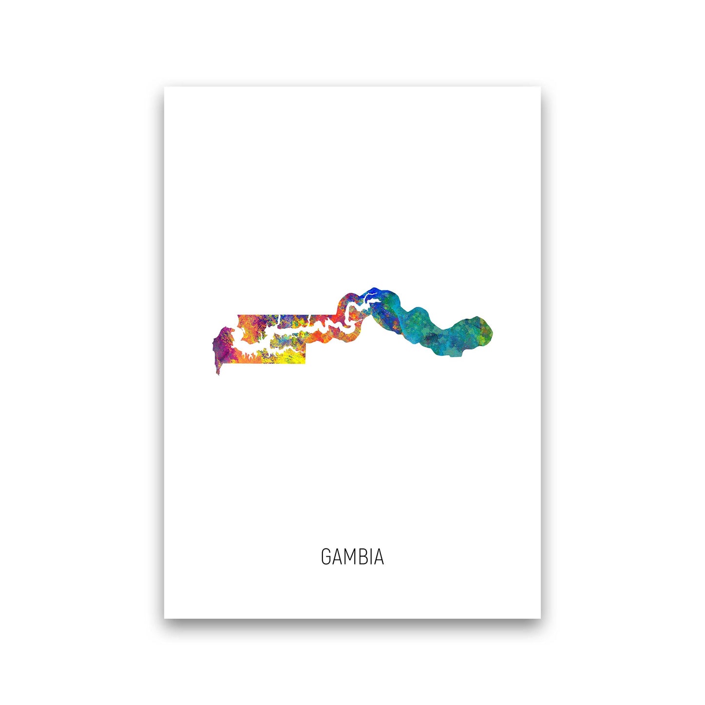 Gambia Watercolour Map Art Print by Michael Tompsett Print Only