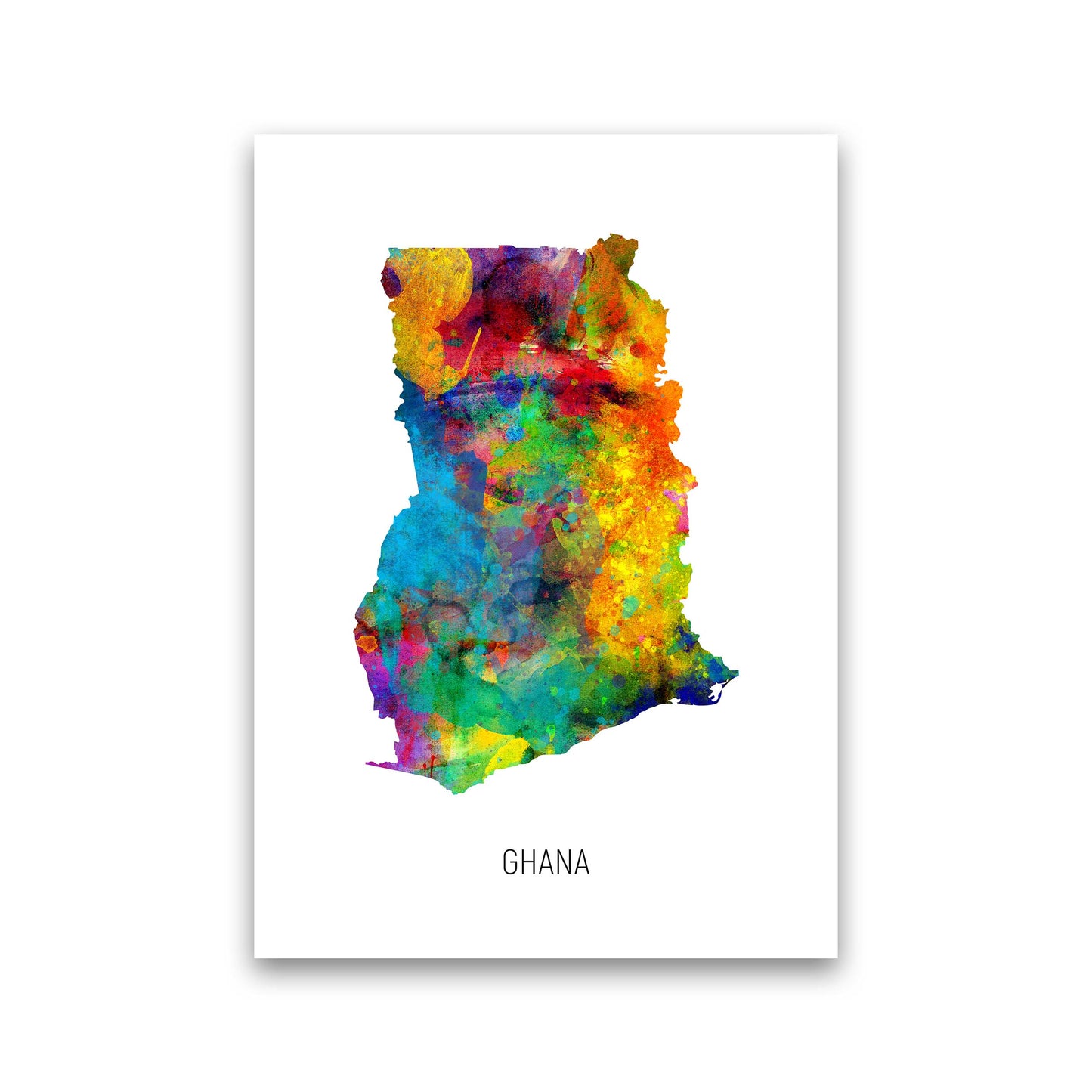 Ghana Watercolour Map Art Print by Michael Tompsett Print Only