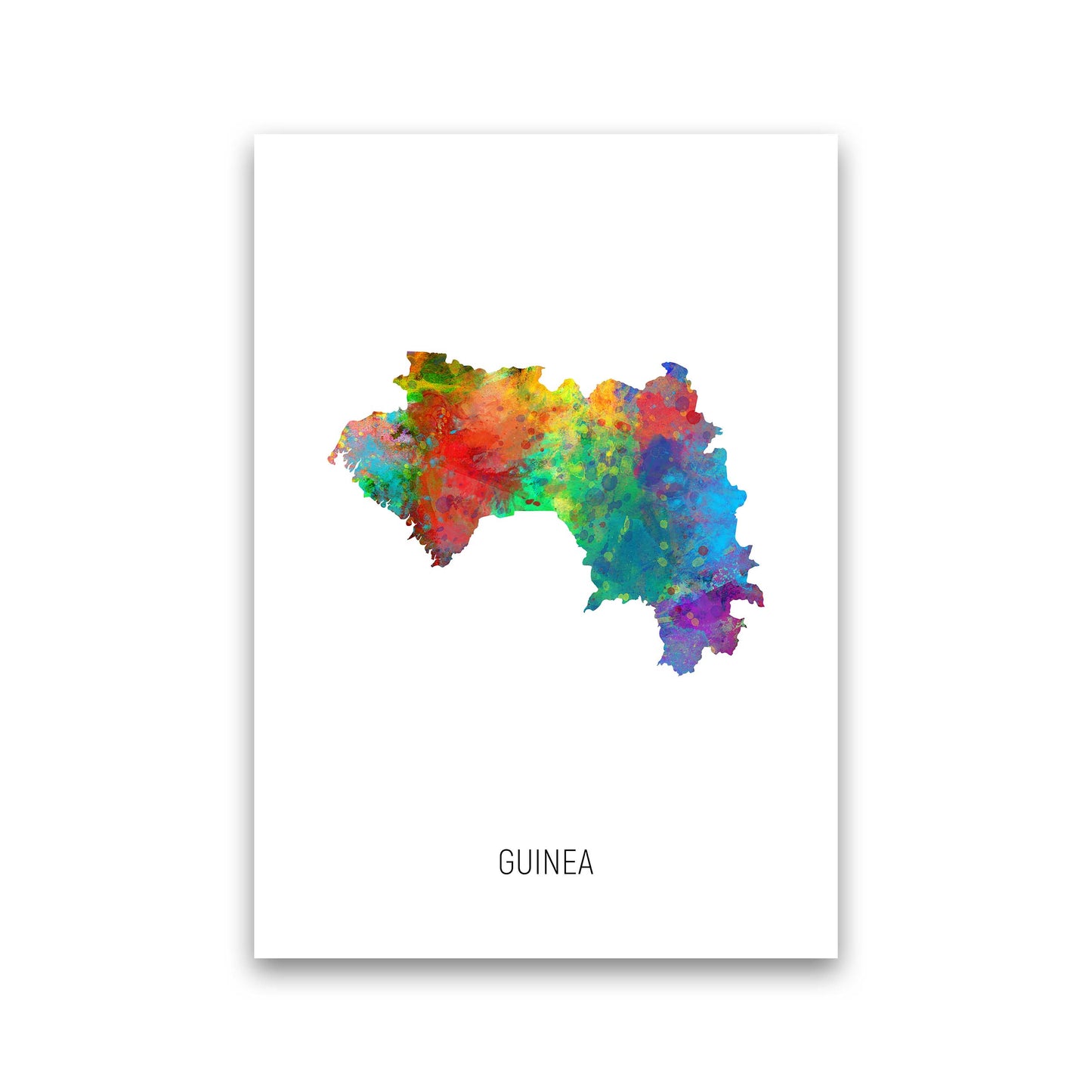 Guinea Watercolour Map Art Print by Michael Tompsett Print Only