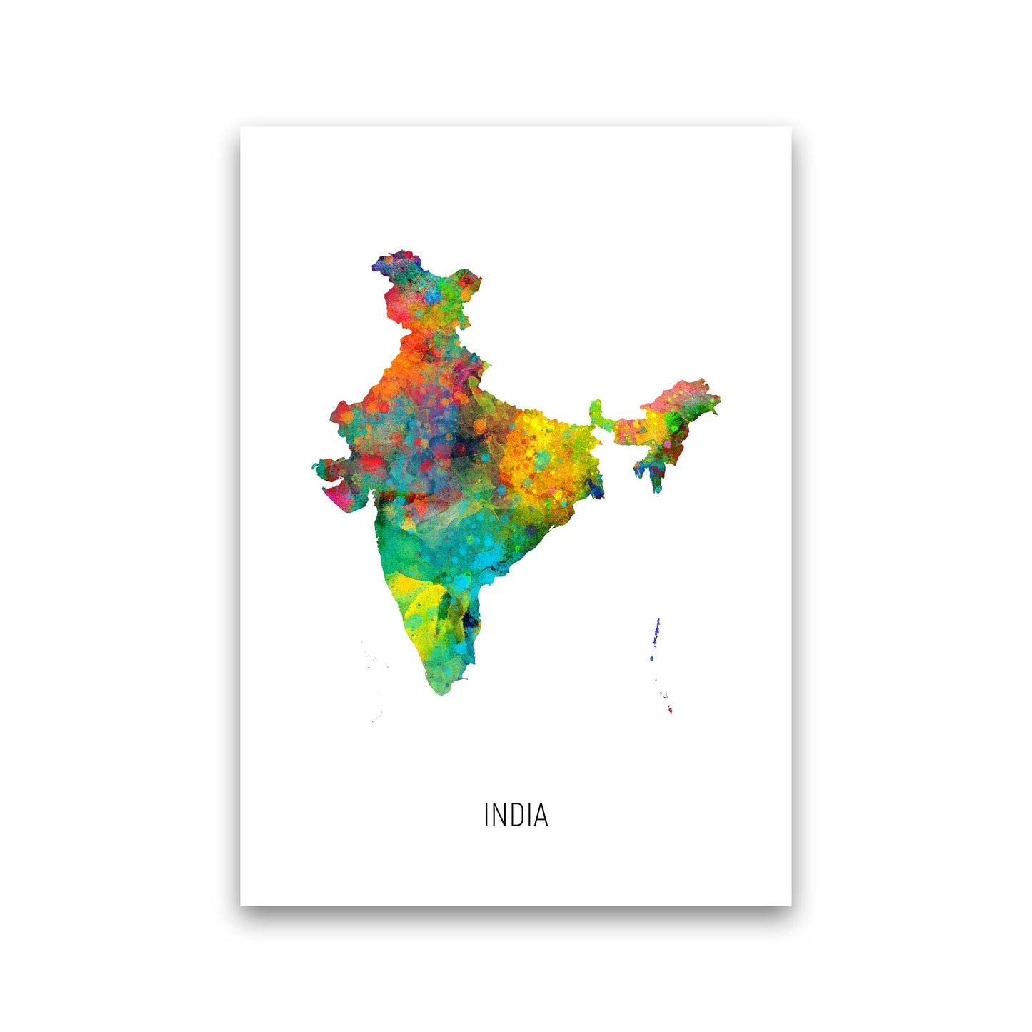India Watercolour Map Art Print by Michael Tompsett Print Only