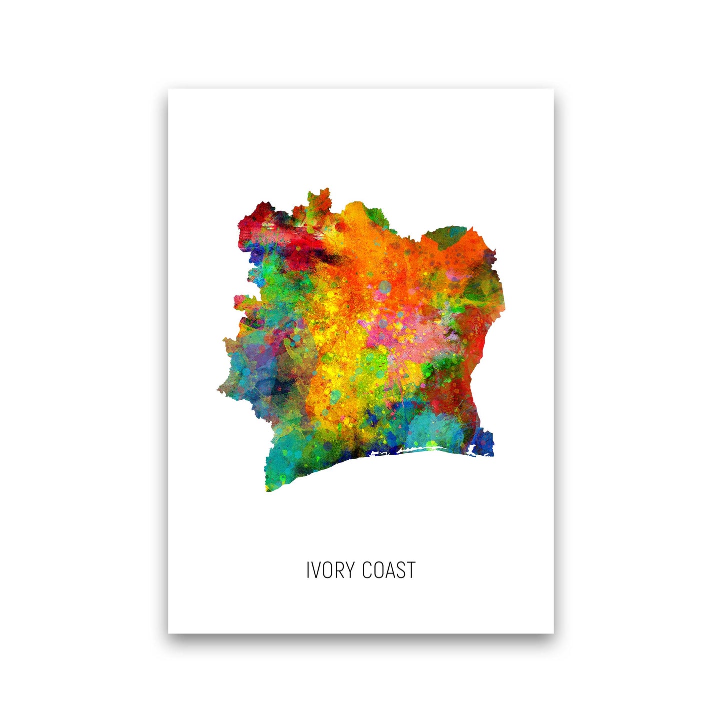 Ivory Coast Watercolour Map Art Print by Michael Tompsett Print Only