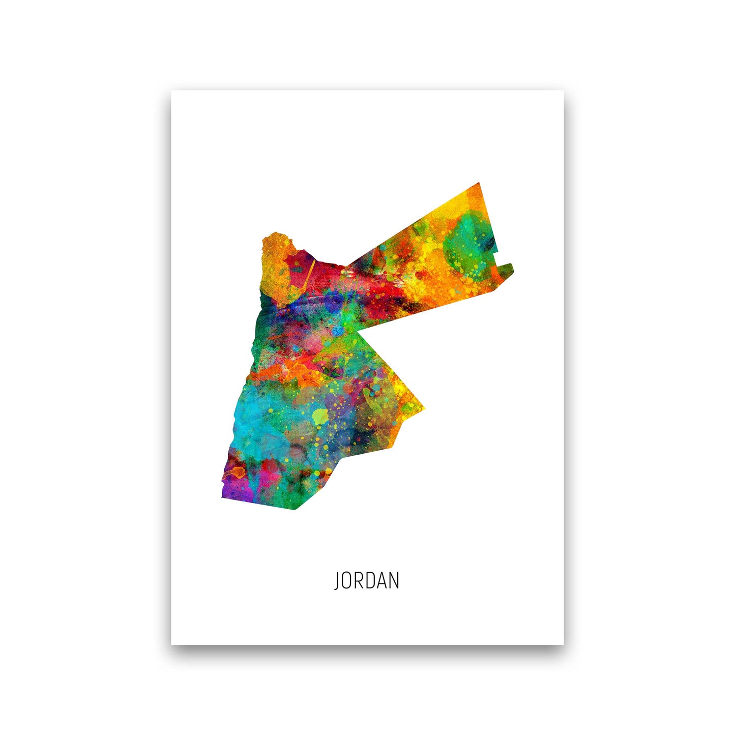 Jordan Watercolour Map Art Print by Michael Tompsett Print Only