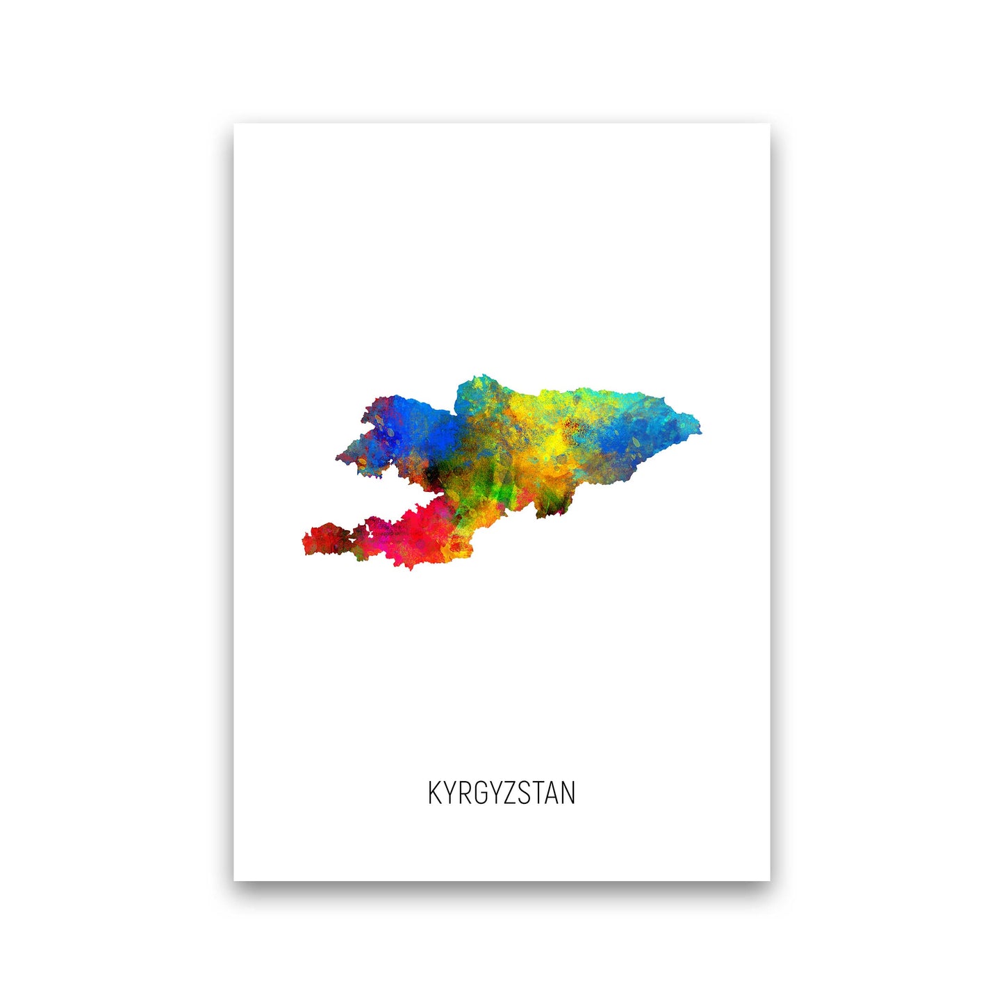 Kyrgyzstan Watercolour Map Art Print by Michael Tompsett Print Only