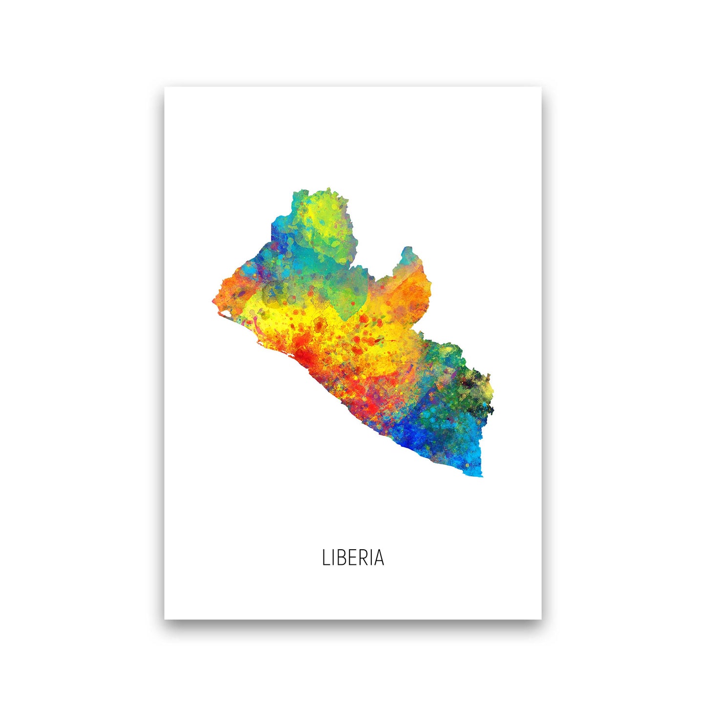 Liberia Watercolour Map Art Print by Michael Tompsett Print Only