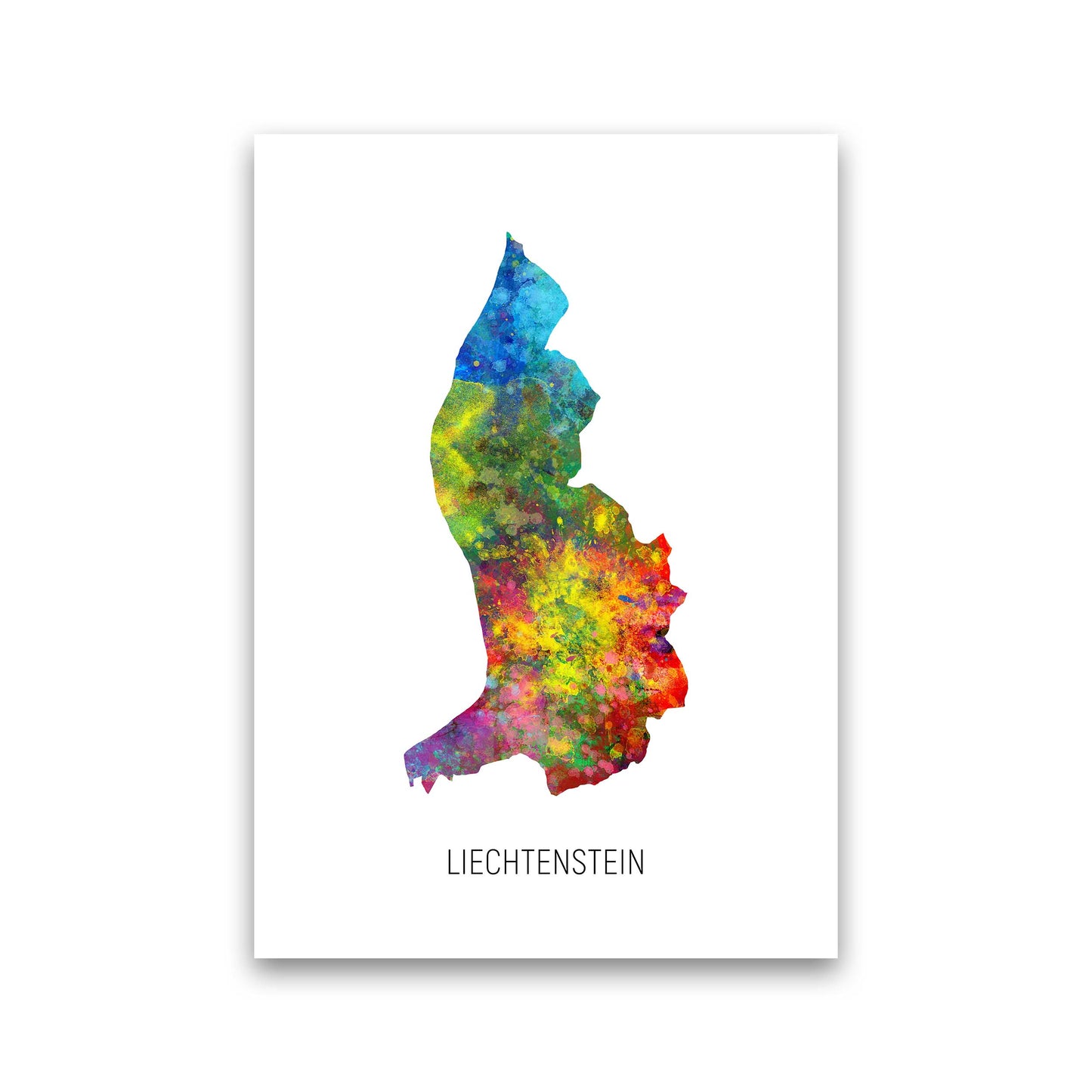 Liechtenstein Watercolour Map Art Print by Michael Tompsett Print Only