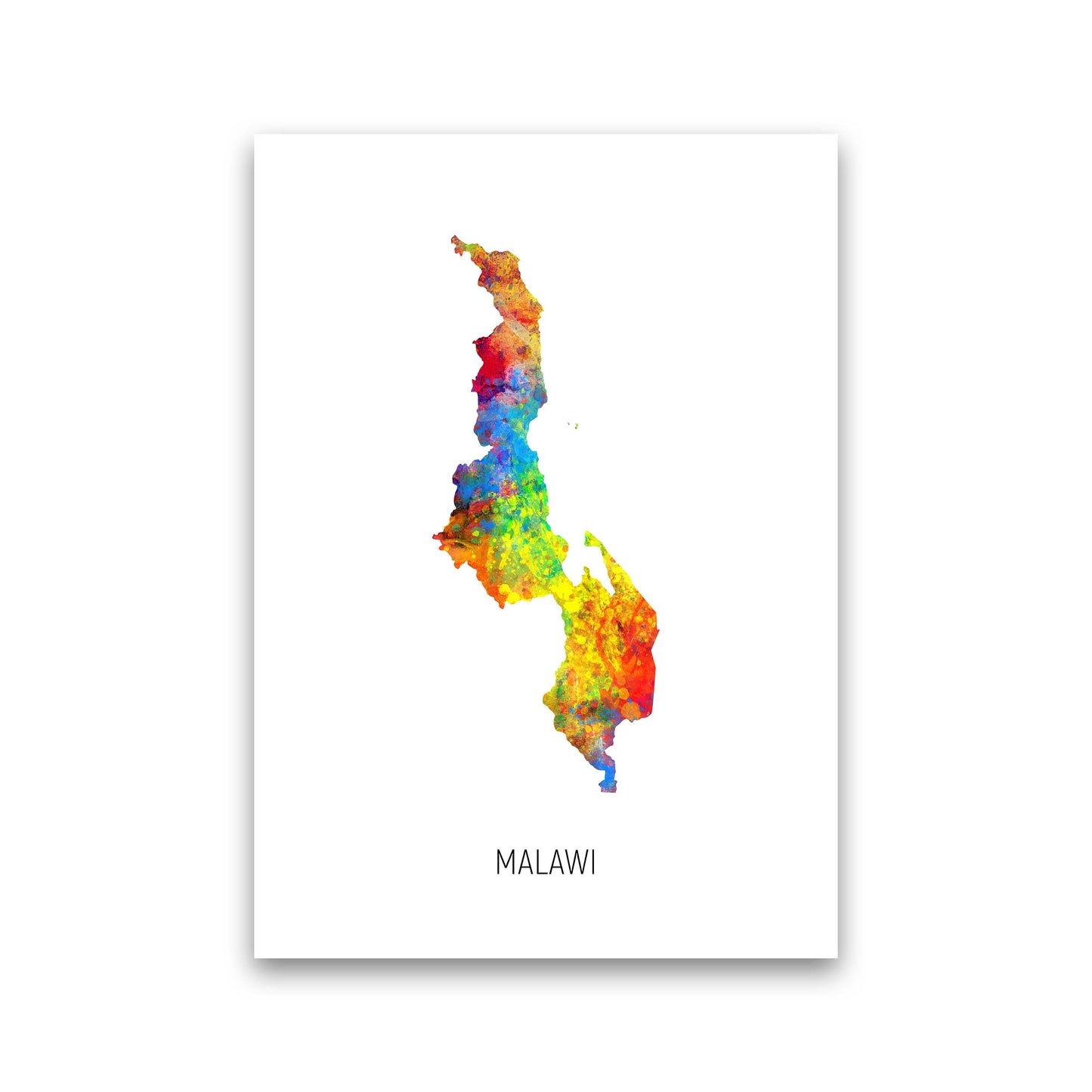 Malawi Watercolour Map Art Print by Michael Tompsett Print Only
