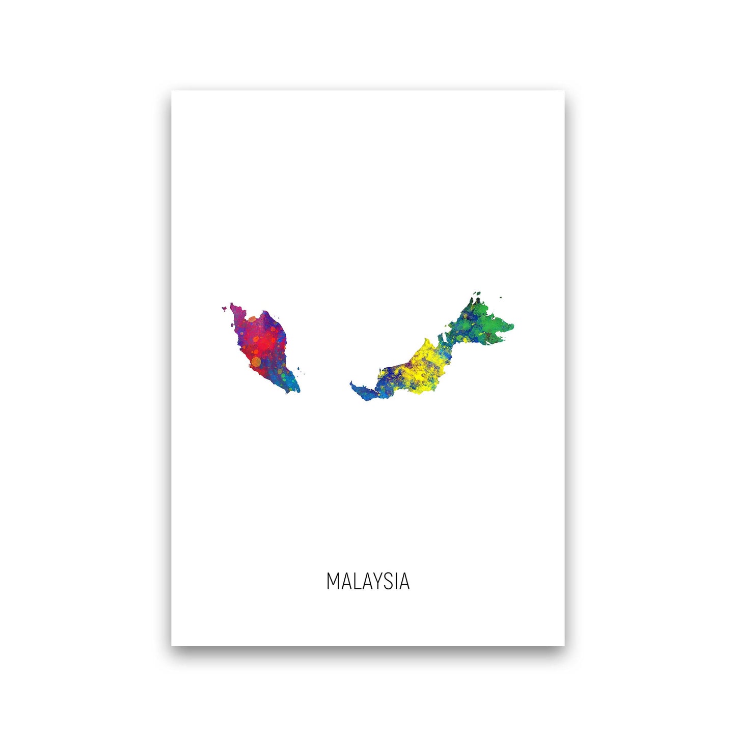 Malaysia Watercolour Map Art Print by Michael Tompsett Print Only