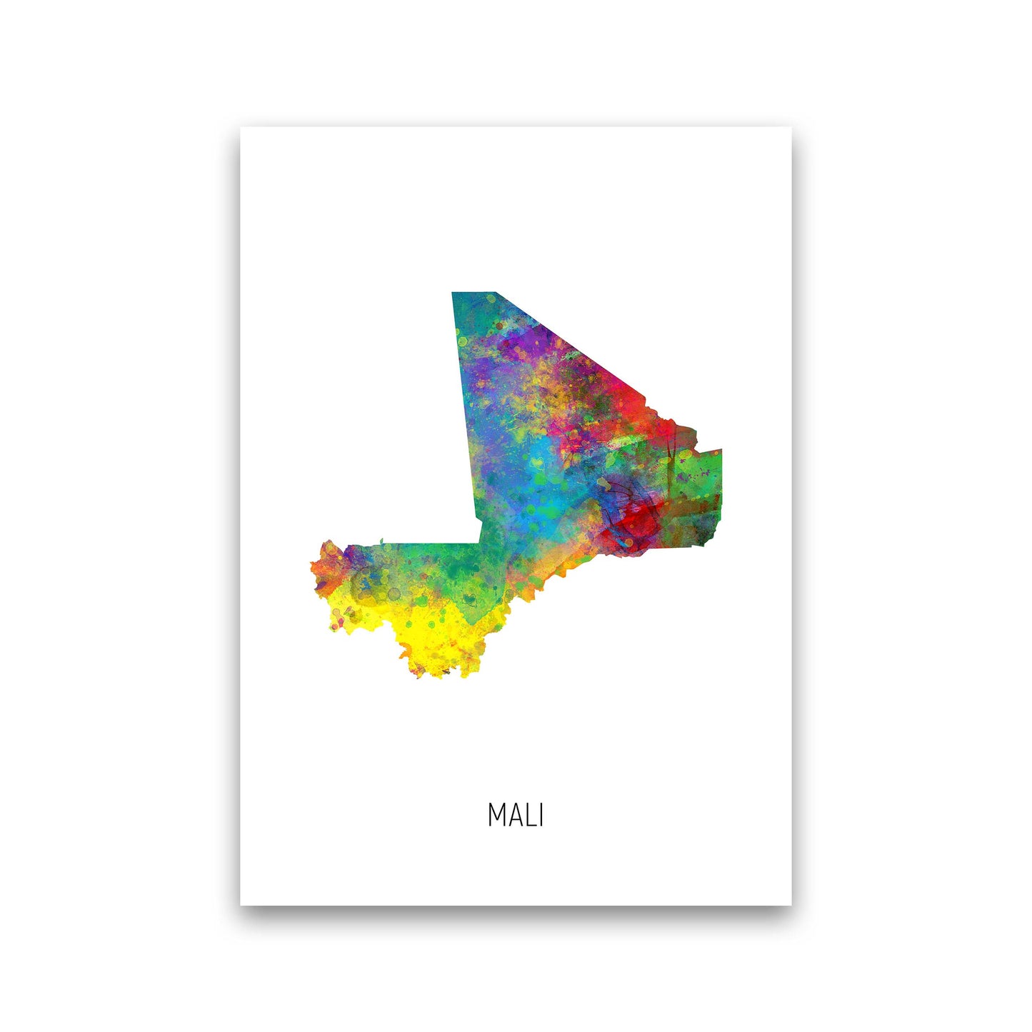 Mali Watercolour Map Art Print by Michael Tompsett Print Only