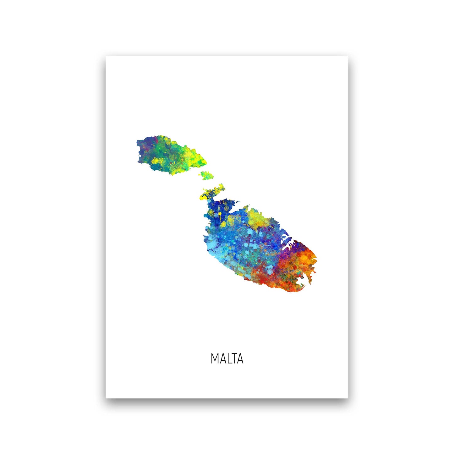 Malta Watercolour Map Art Print by Michael Tompsett Print Only