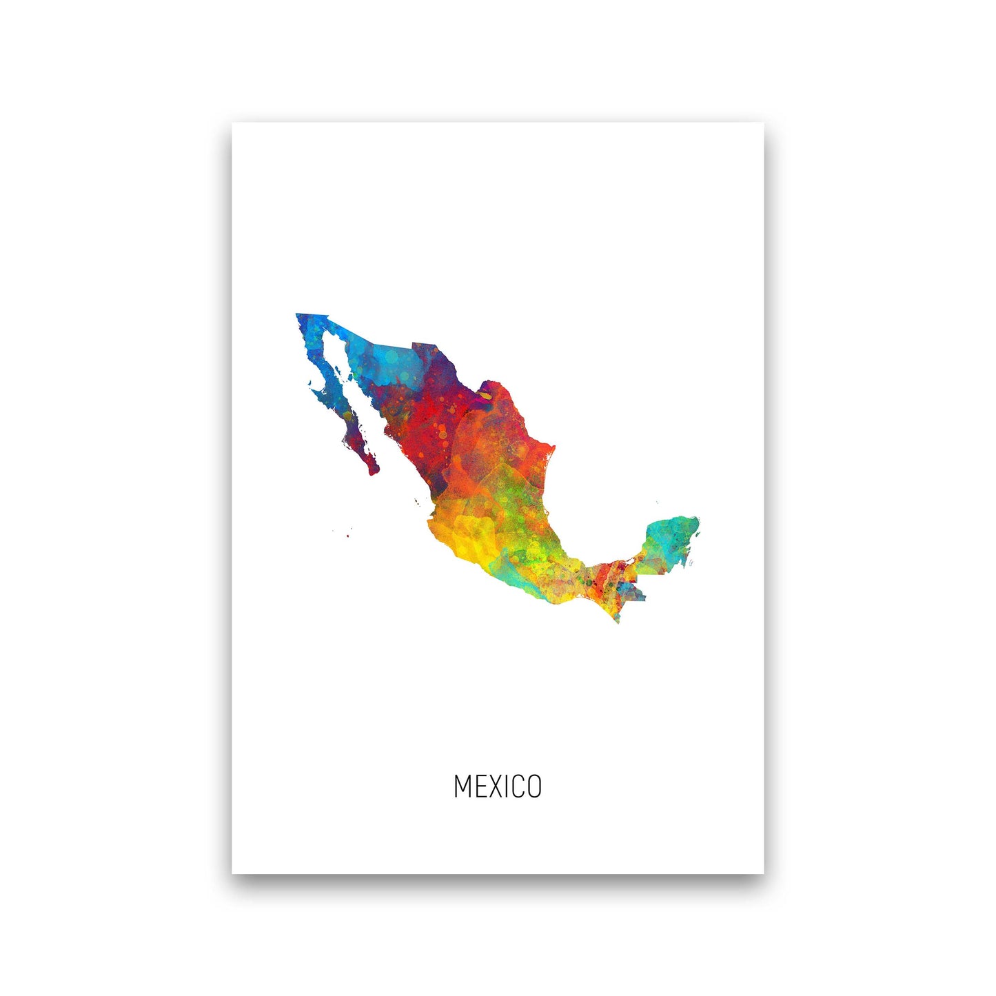 Mexico Watercolour Map Art Print by Michael Tompsett Print Only