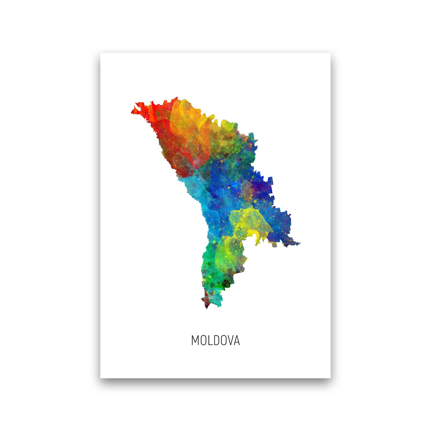 Moldova Watercolour Map Art Print by Michael Tompsett Print Only