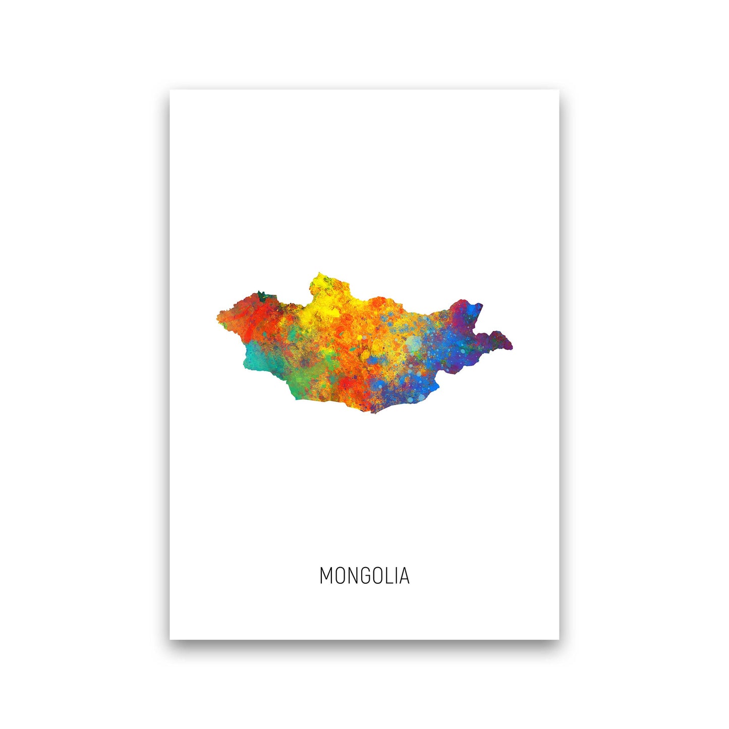 Mongolia Watercolour Map Art Print by Michael Tompsett Print Only