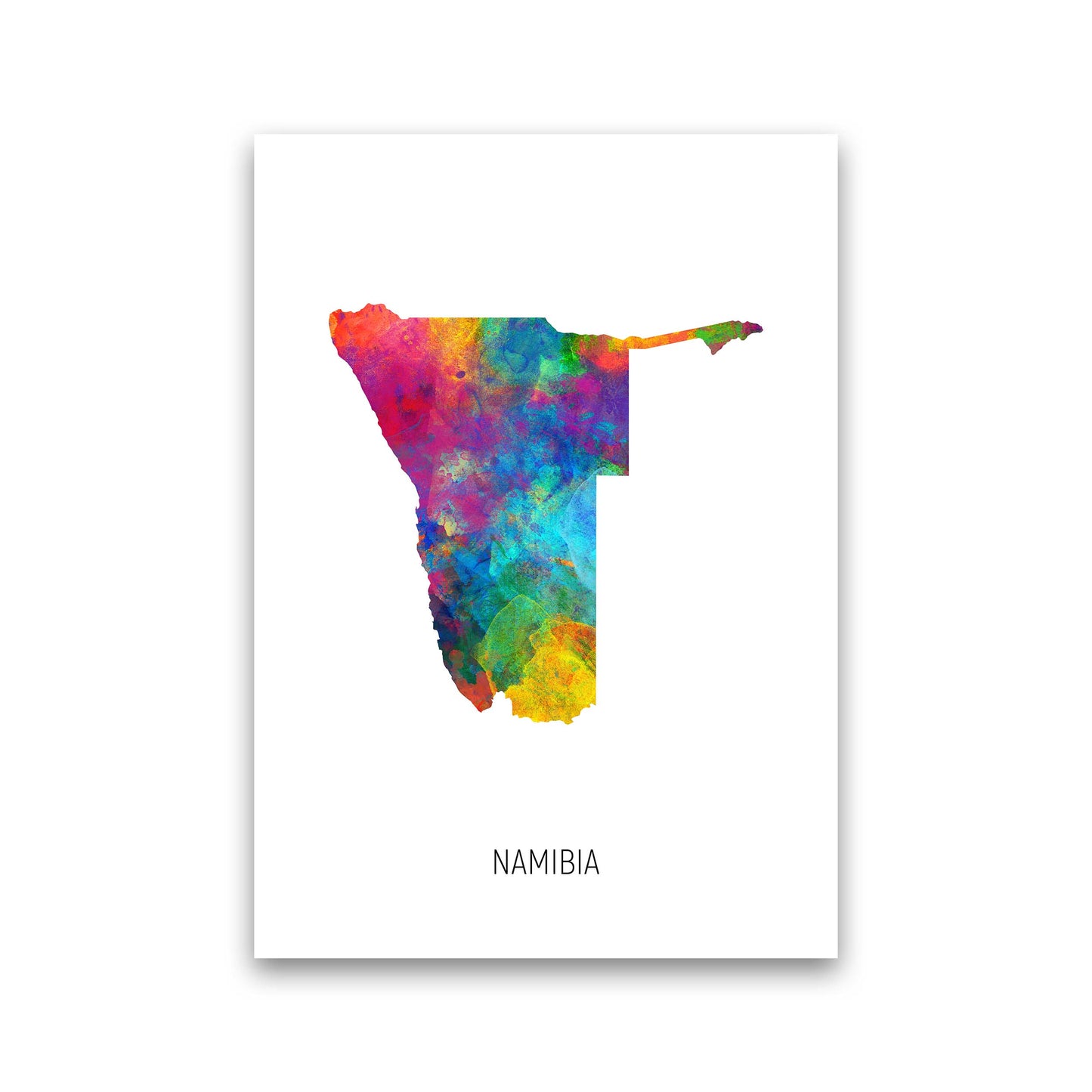 Namibia Watercolour Map Art Print by Michael Tompsett Print Only