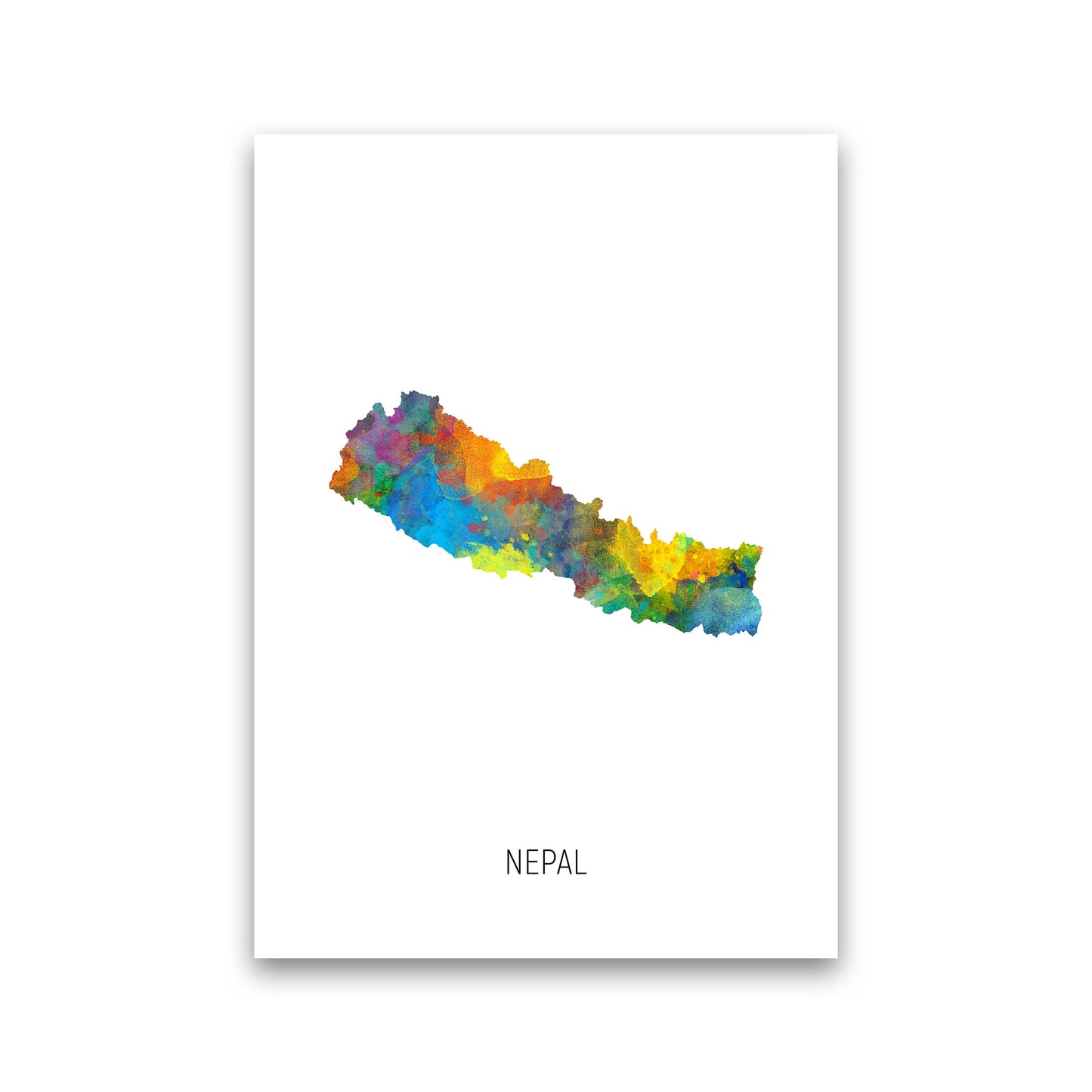 Nepal Watercolour Map Art Print by Michael Tompsett Print Only