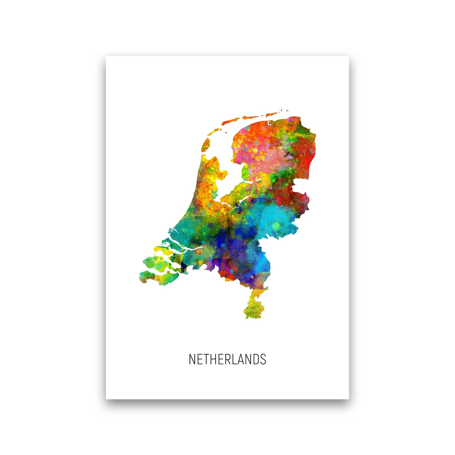 Netherlands Watercolour Map Art Print by Michael Tompsett Print Only