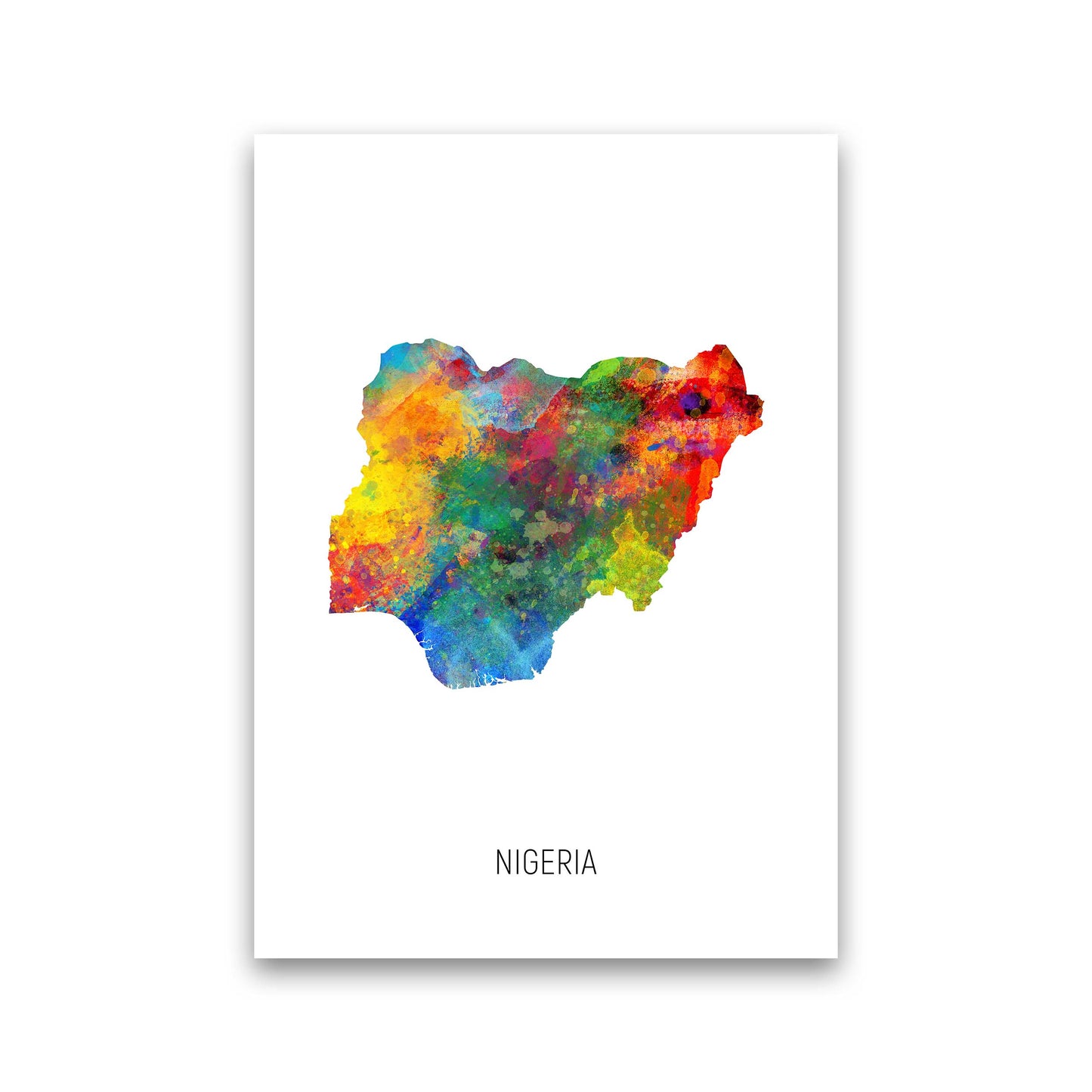 Nigeria Watercolour Map Art Print by Michael Tompsett Print Only