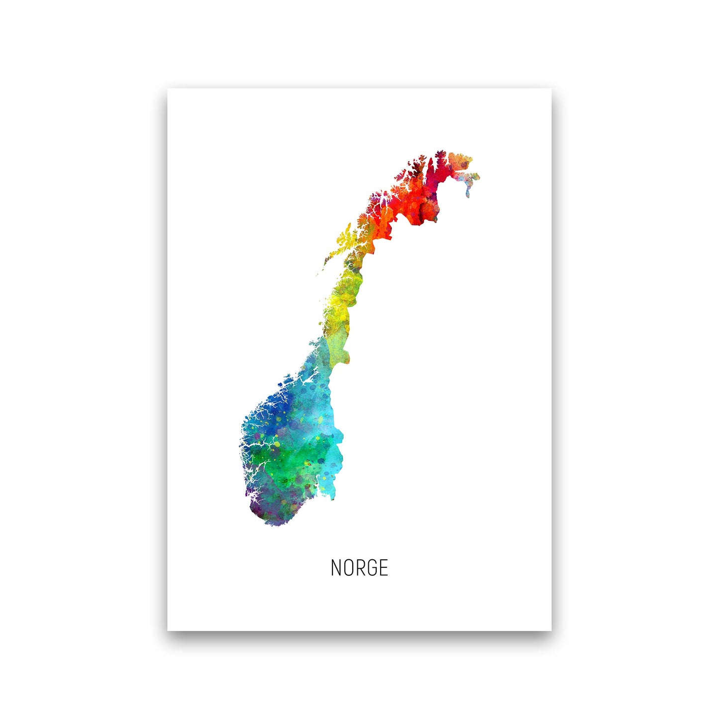Norge Watercolour Map Art Print by Michael Tompsett Print Only