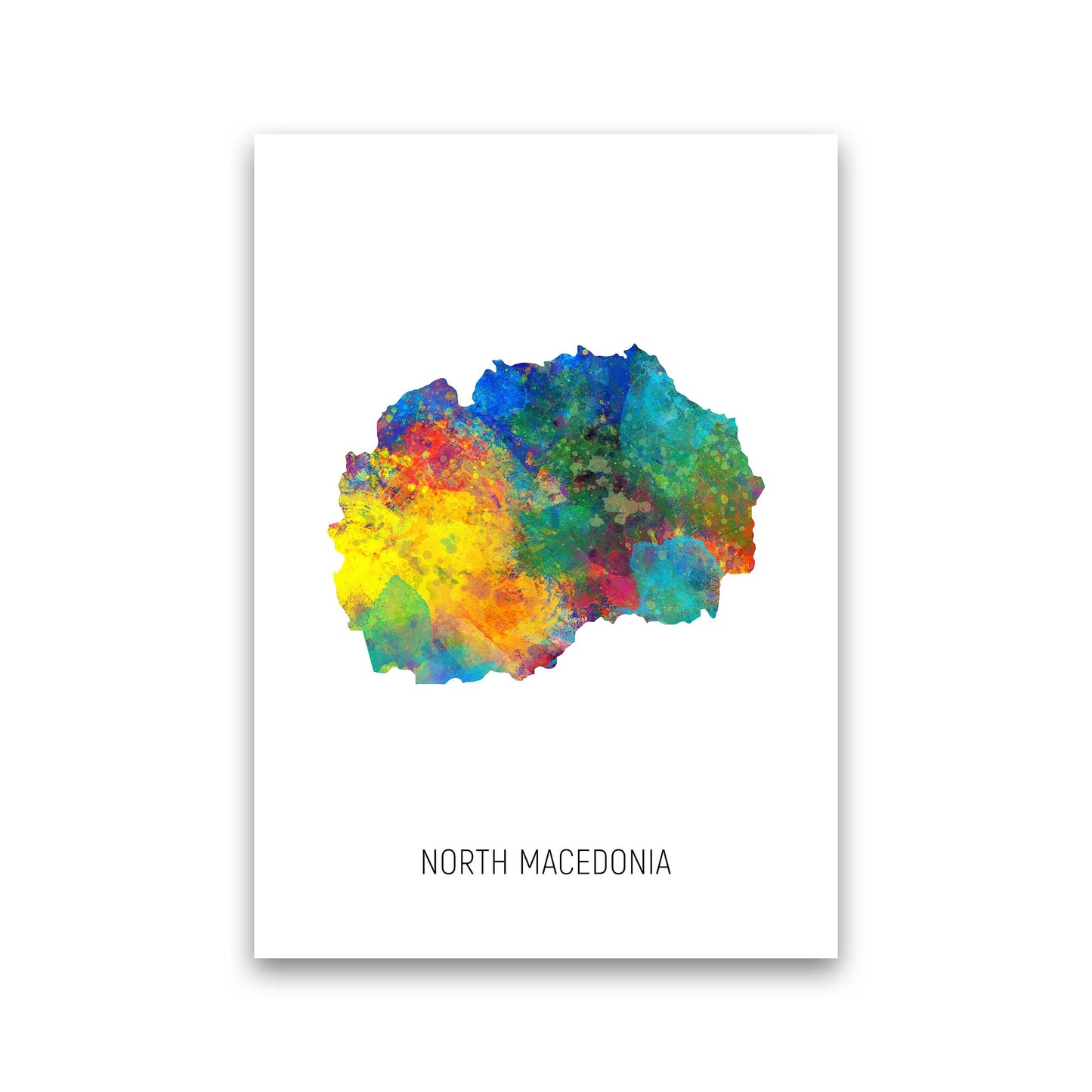 North Macedonia Watercolour Map Art Print by Michael Tompsett Print Only