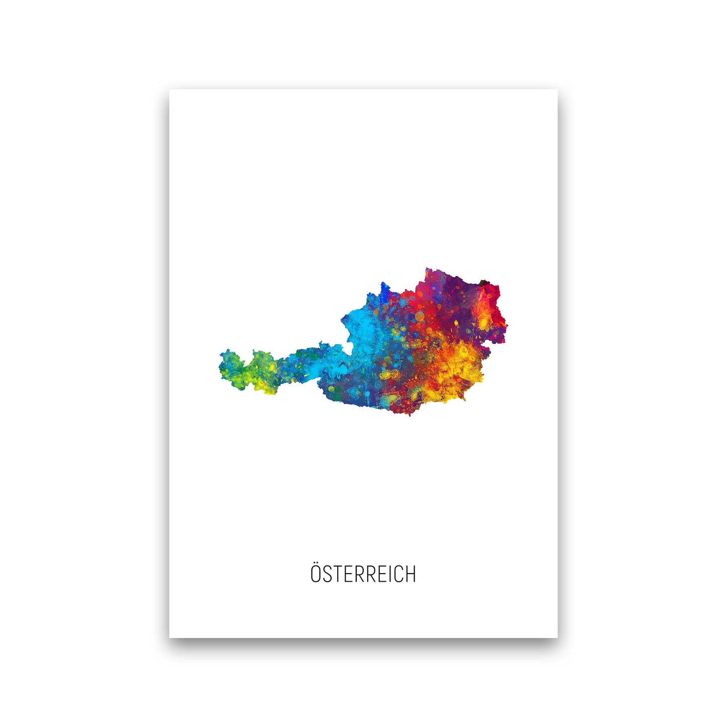 Osterreich Watercolour Map Art Print by Michael Tompsett Print Only