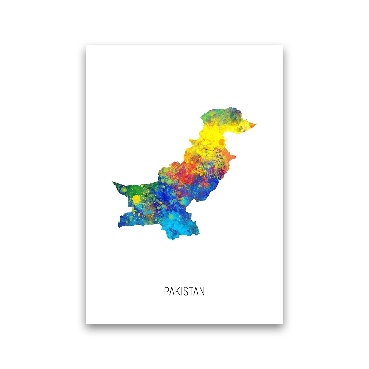 Pakistan Watercolour Map Art Print by Michael Tompsett Print Only
