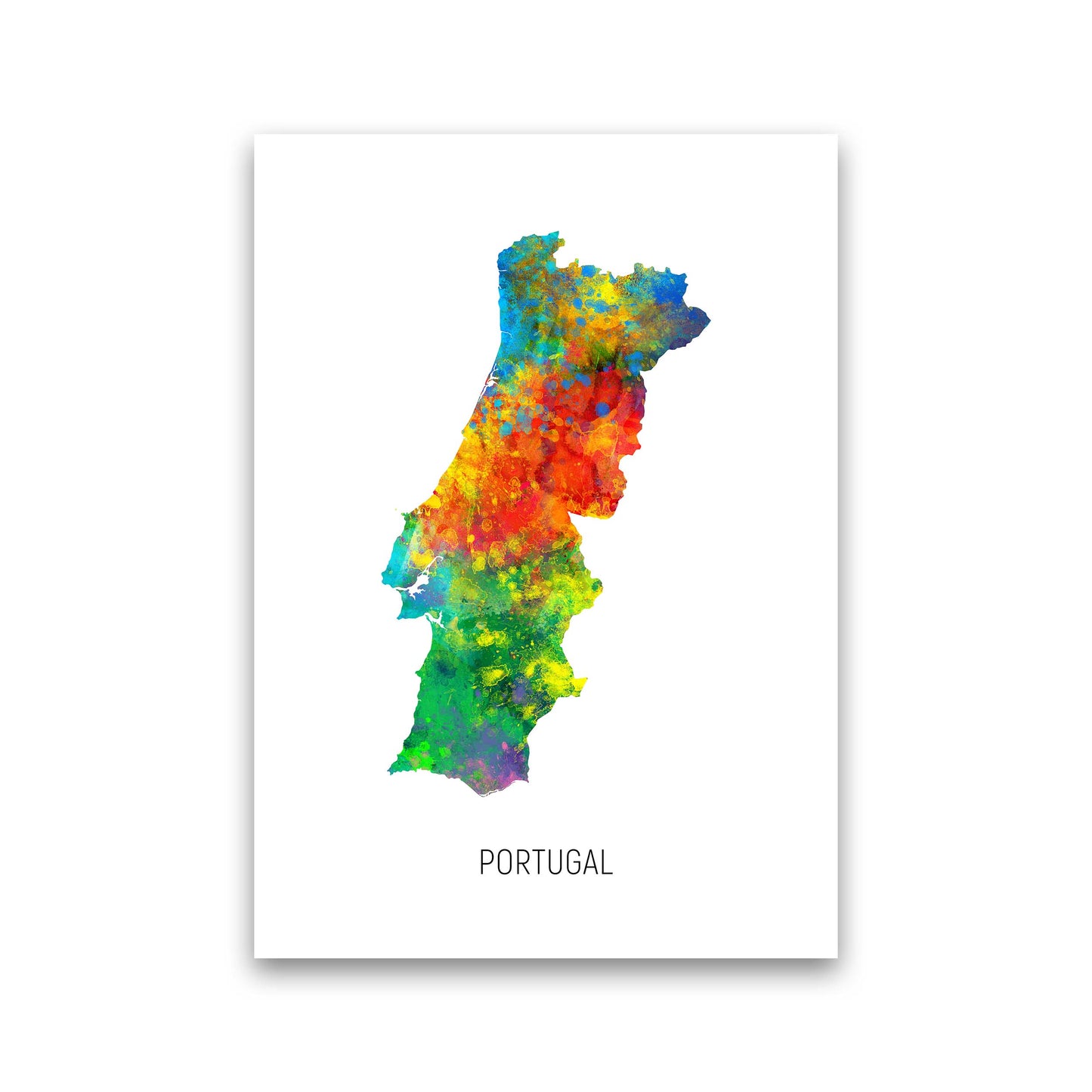 Portugal Watercolour Map Art Print by Michael Tompsett Print Only