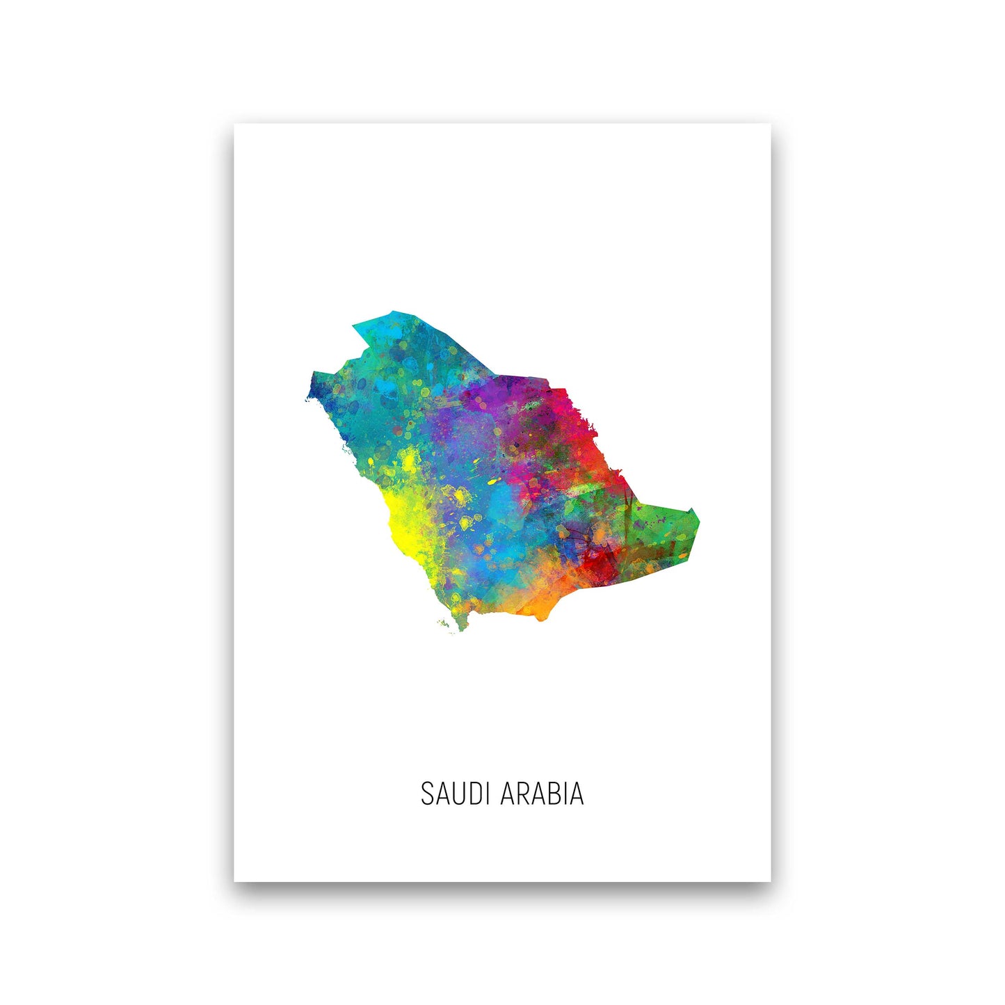 Saudi Arabia Watercolour Map Art Print by Michael Tompsett Print Only
