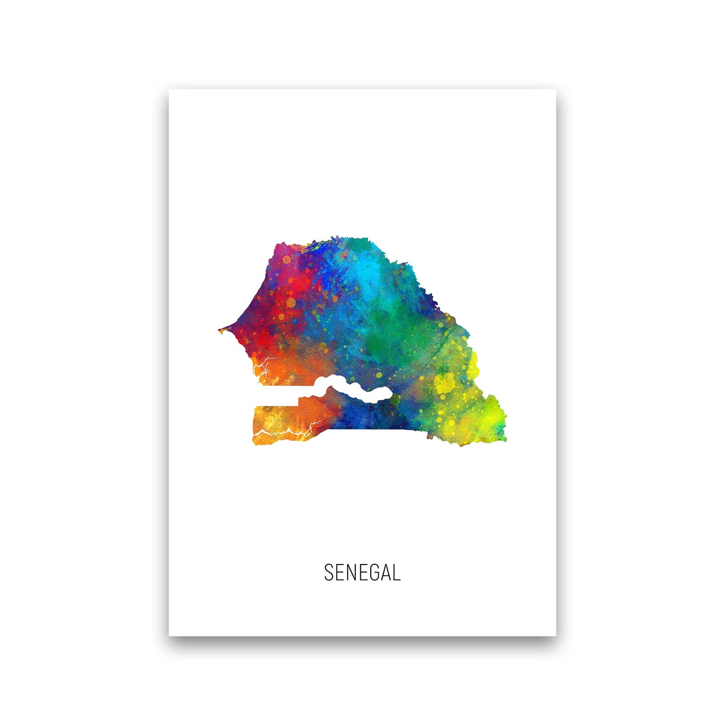 Senegal Watercolour Map Art Print by Michael Tompsett Print Only