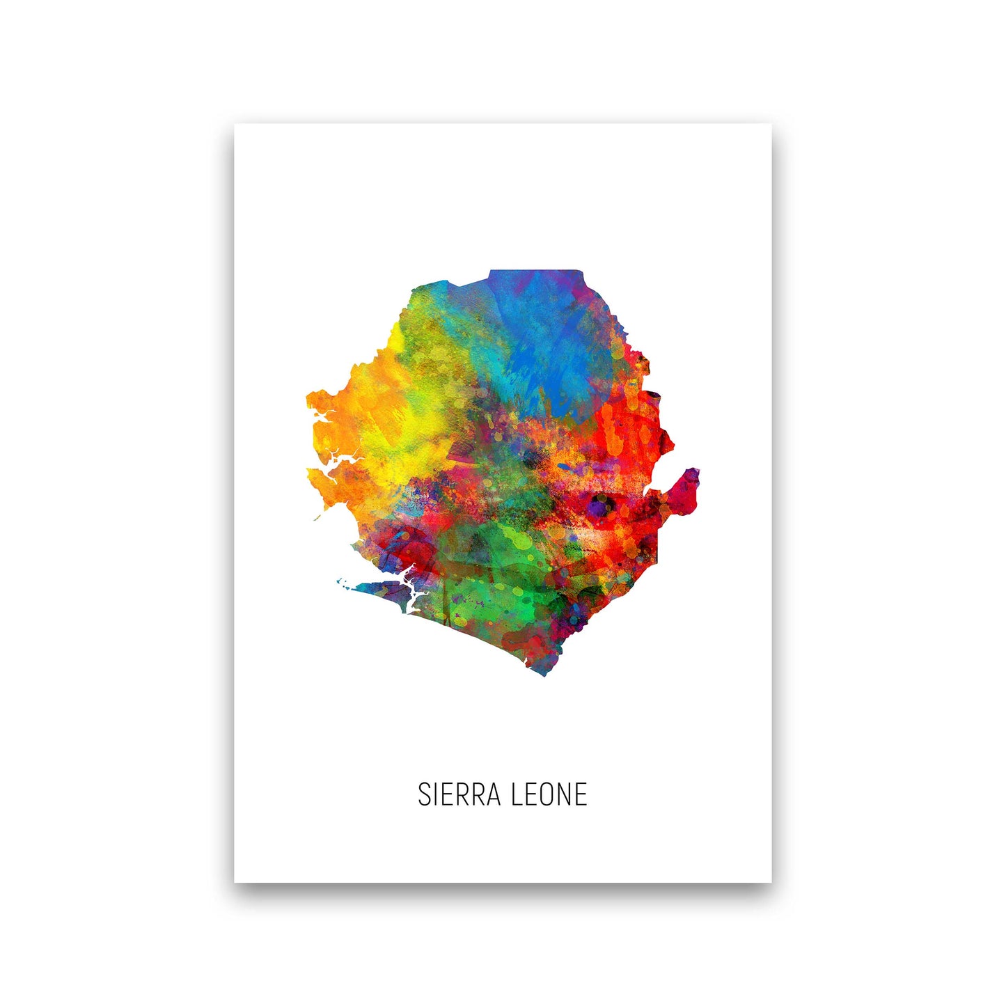 Sierra Leone Watercolour Map Art Print by Michael Tompsett Print Only