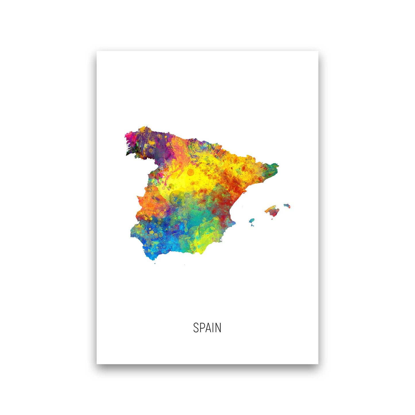 Spain Watercolour Map Art Print by Michael Tompsett Print Only