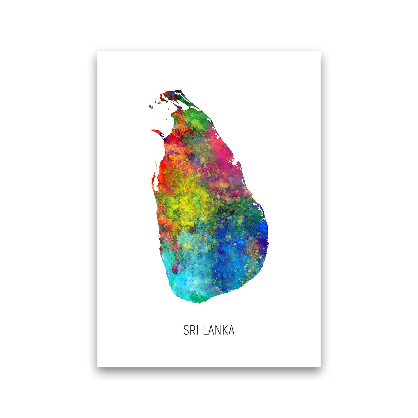 Sri Lanka Watercolour Map Art Print by Michael Tompsett Print Only