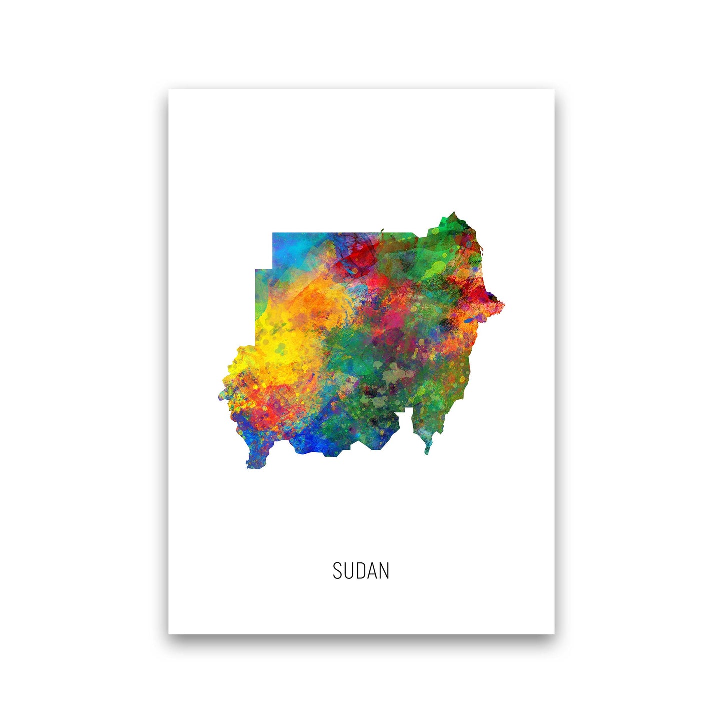 Sudan Watercolour Map Art Print by Michael Tompsett Print Only
