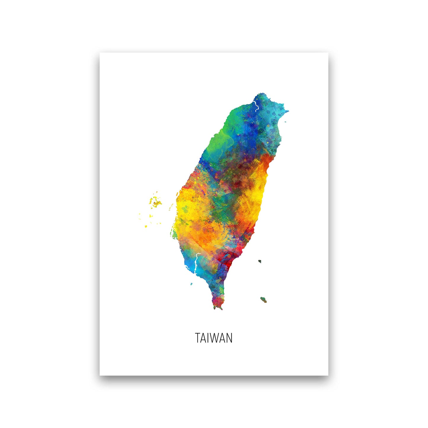 Taiwan Watercolour Map Art Print by Michael Tompsett Print Only
