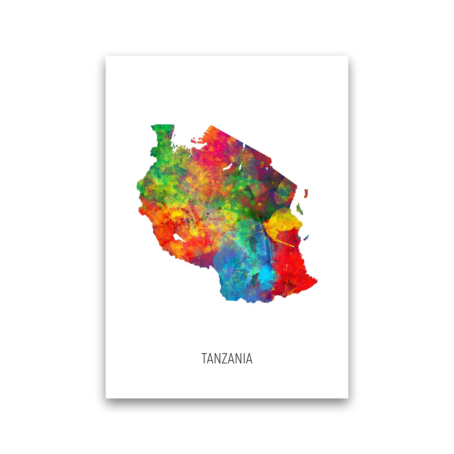 Tanzania Watercolour Map Art Print by Michael Tompsett Print Only
