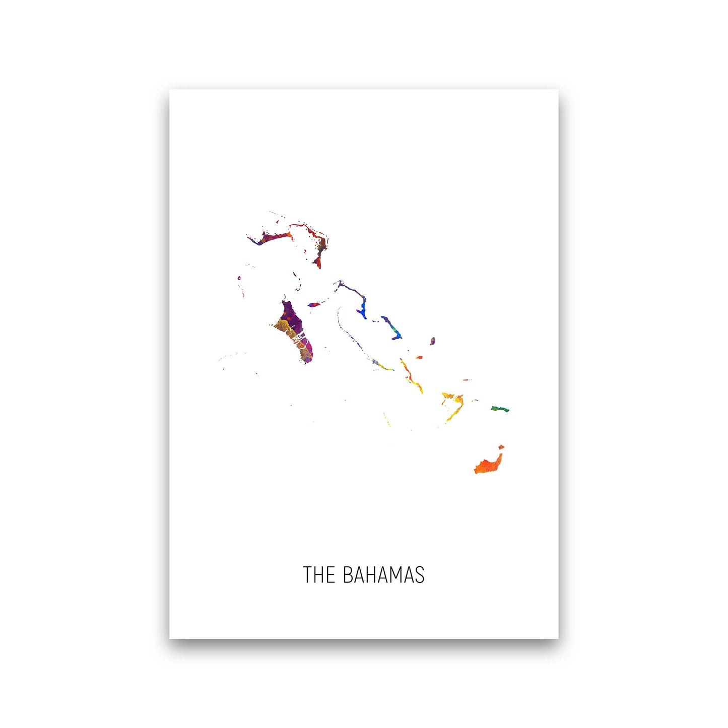 The Bahamas Watercolour Map Art Print by Michael Tompsett Print Only