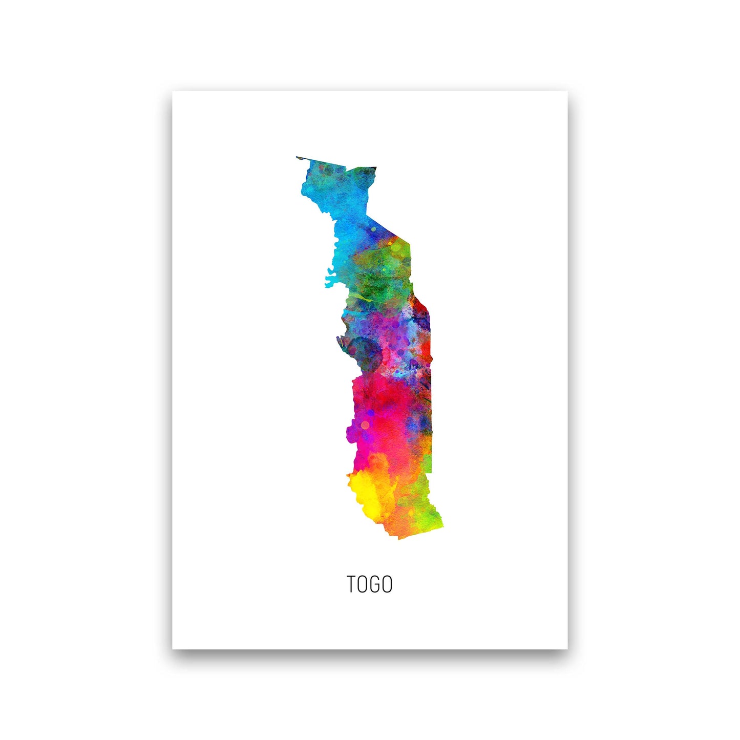 Togo Watercolour Map Art Print by Michael Tompsett Print Only