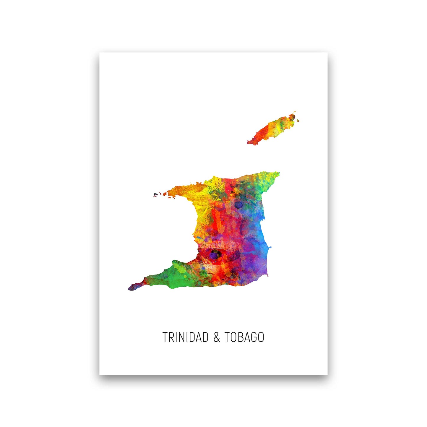 Trinidad And Tobago Watercolour Map Print by Michael Tompsett Print Only