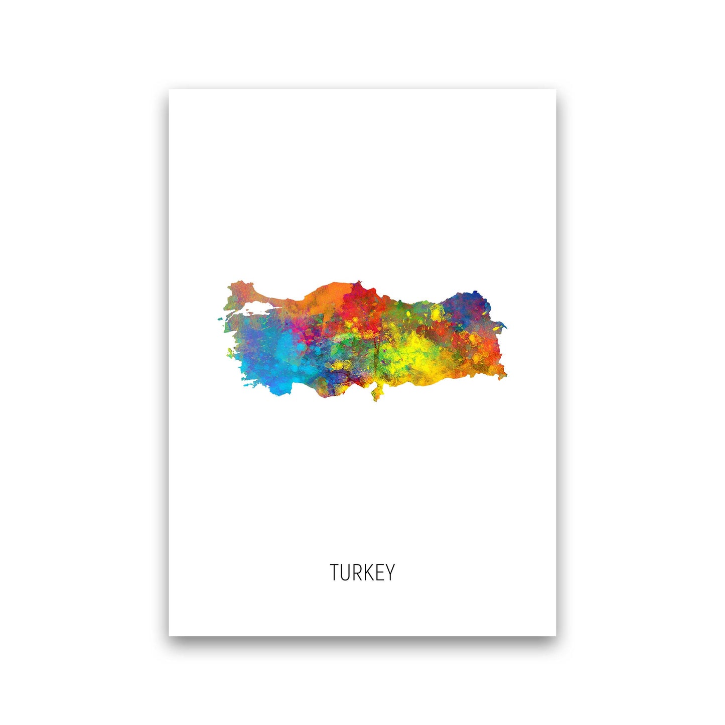 Turkey Watercolour Map Art Print by Michael Tompsett Print Only