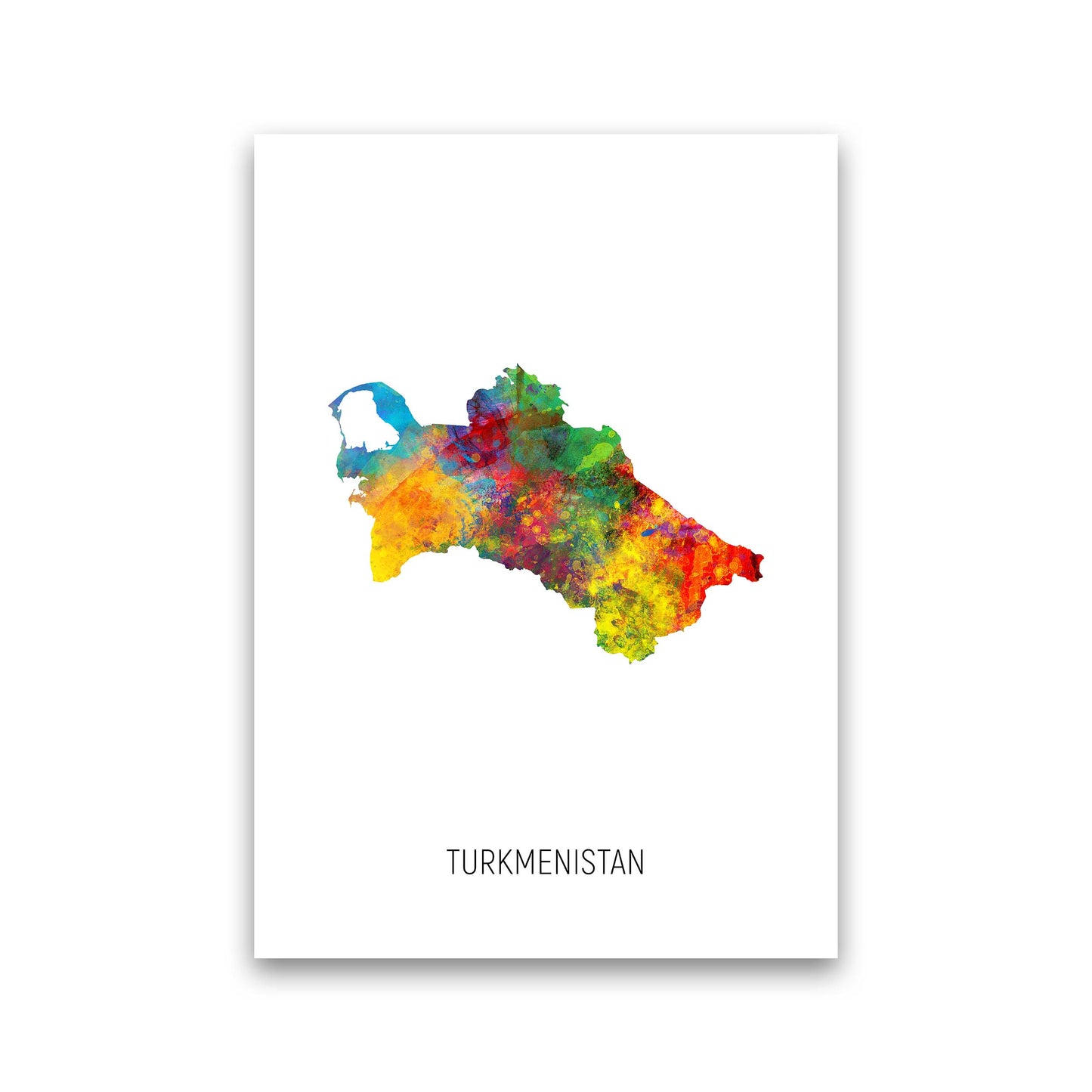 Turkmenistan Watercolour Map Art Print by Michael Tompsett Print Only