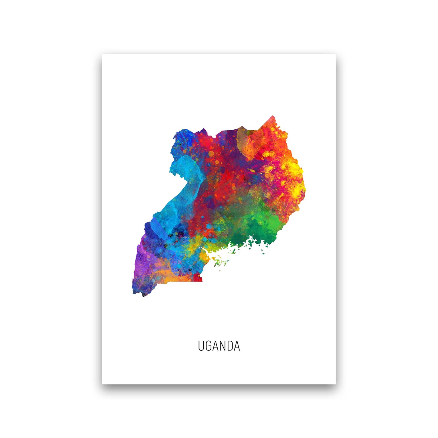 Uganda Watercolour Map Art Print by Michael Tompsett Print Only