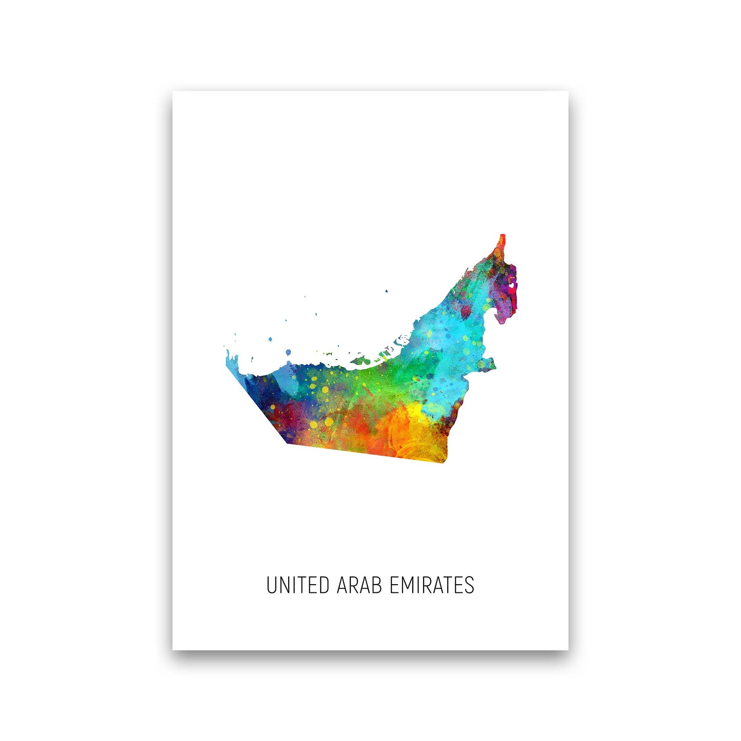 United Arab Emirates Watercolour Map by Michael Tompsett Print Only