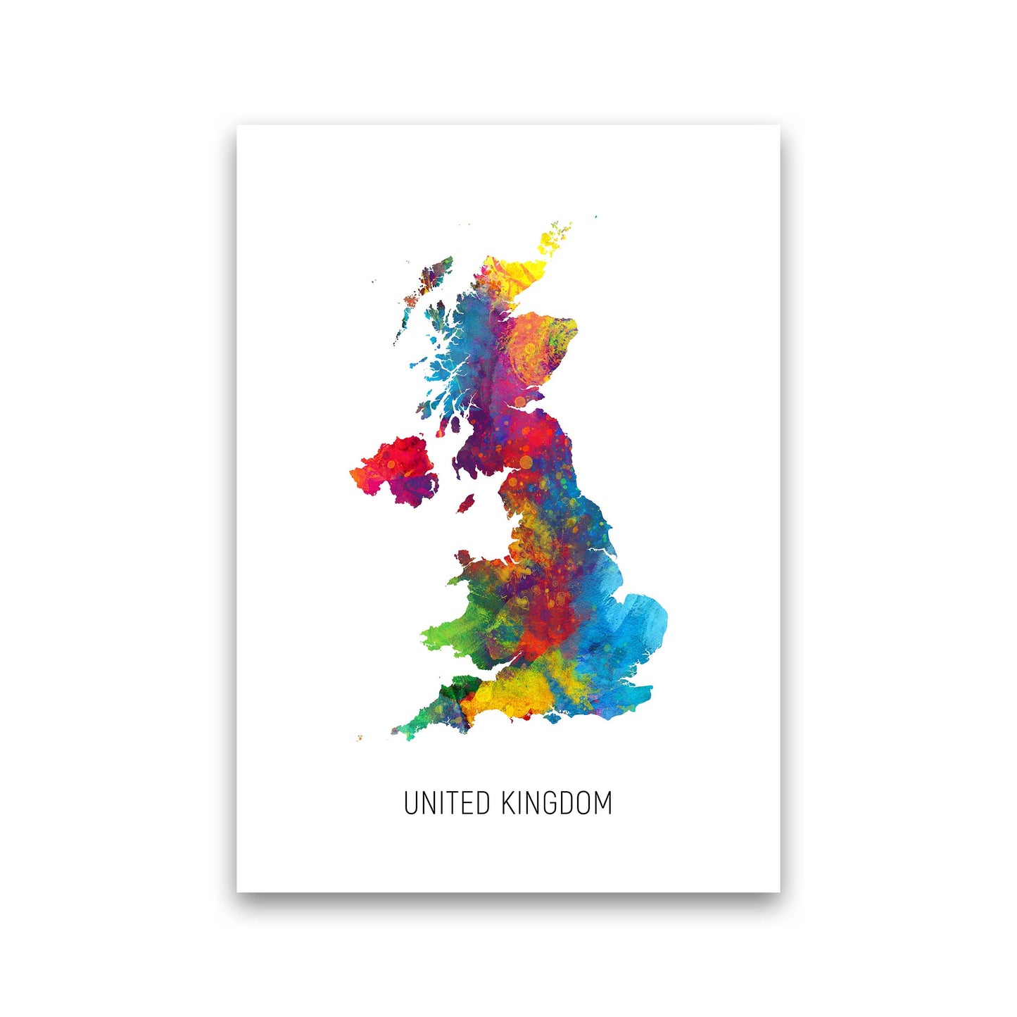 United Kingdom Watercolour Map Art Print by Michael Tompsett Print Only