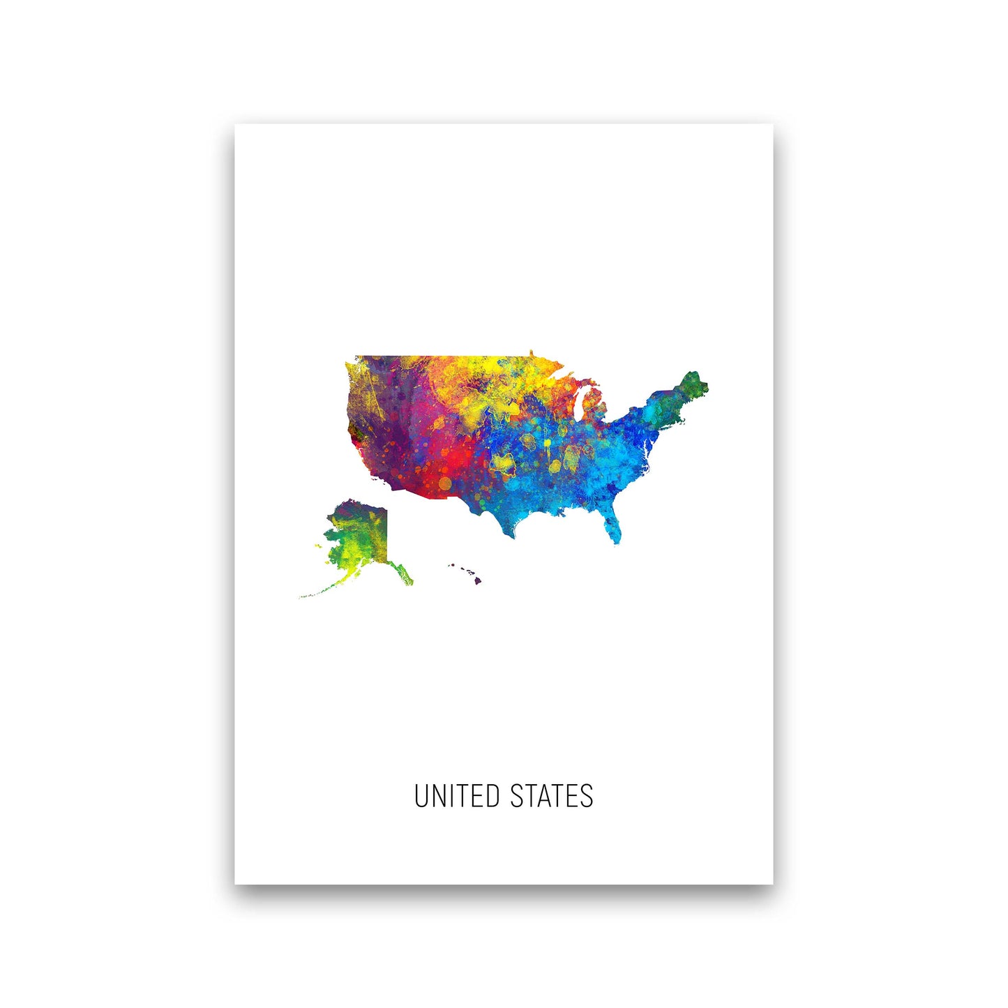 United States Watercolour Map Art Print by Michael Tompsett Print Only