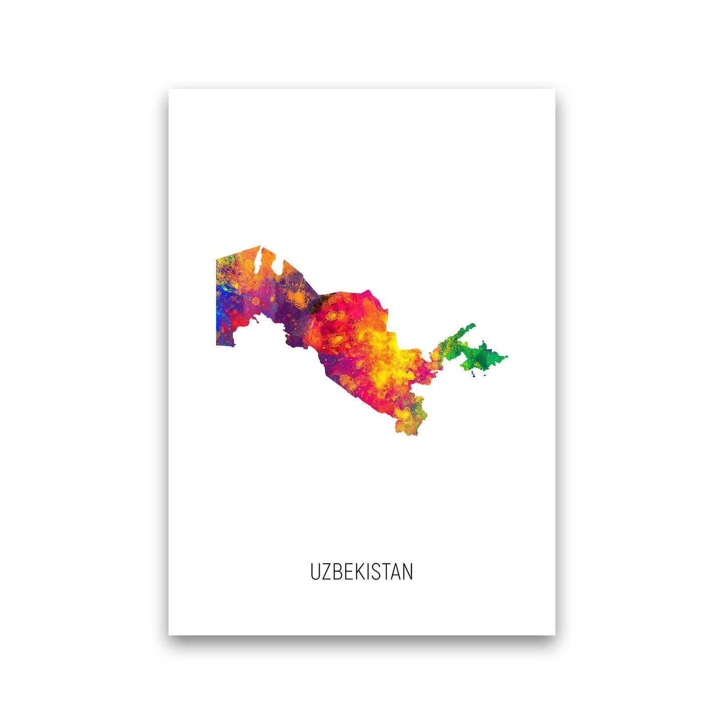 Uzbekistan Watercolour Map Art Print by Michael Tompsett Print Only