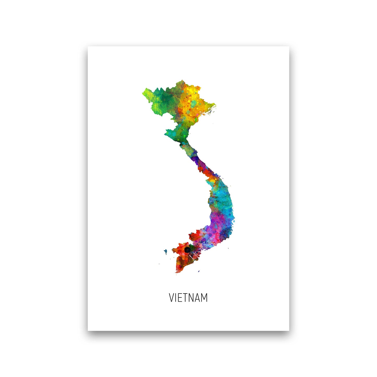 Vietnam Watercolour Map Art Print by Michael Tompsett Print Only