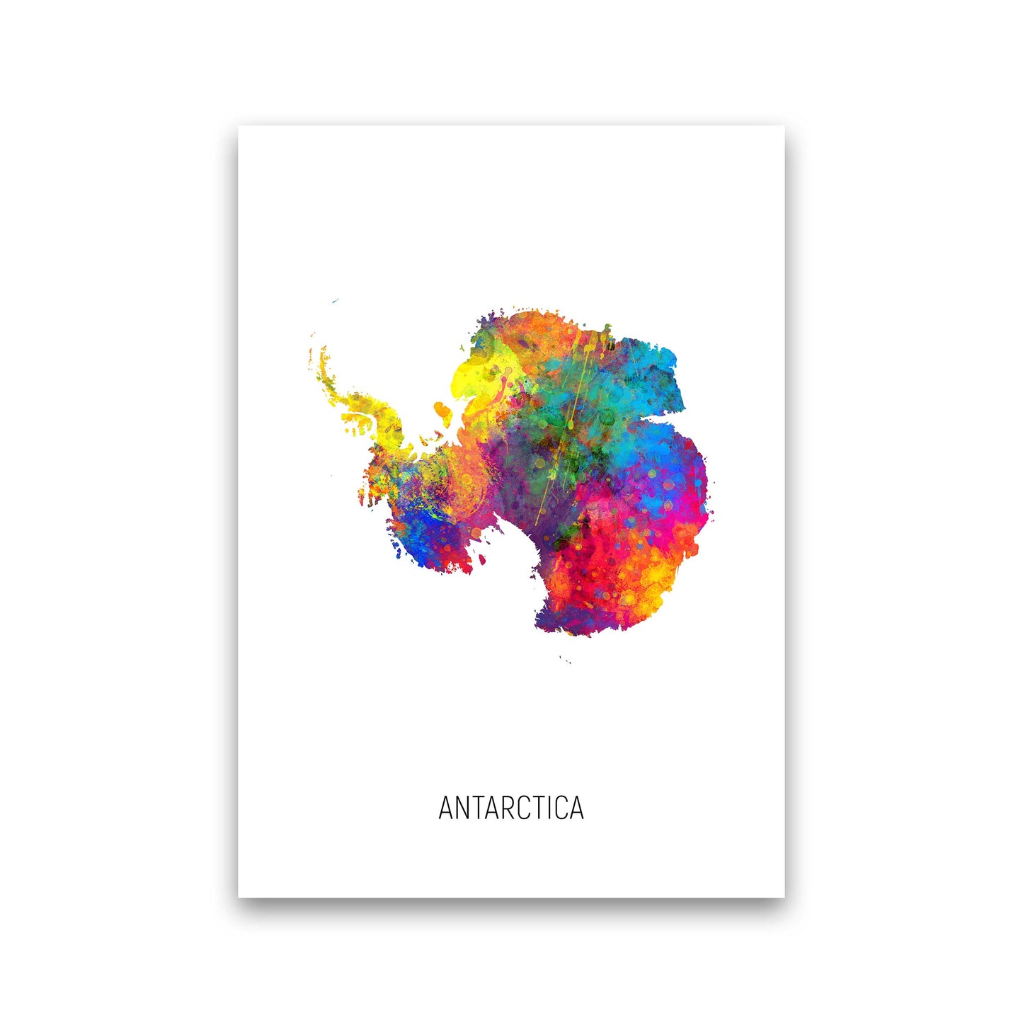 Antarctica Watercolour Map Art Print by Michael Tompsett Print Only
